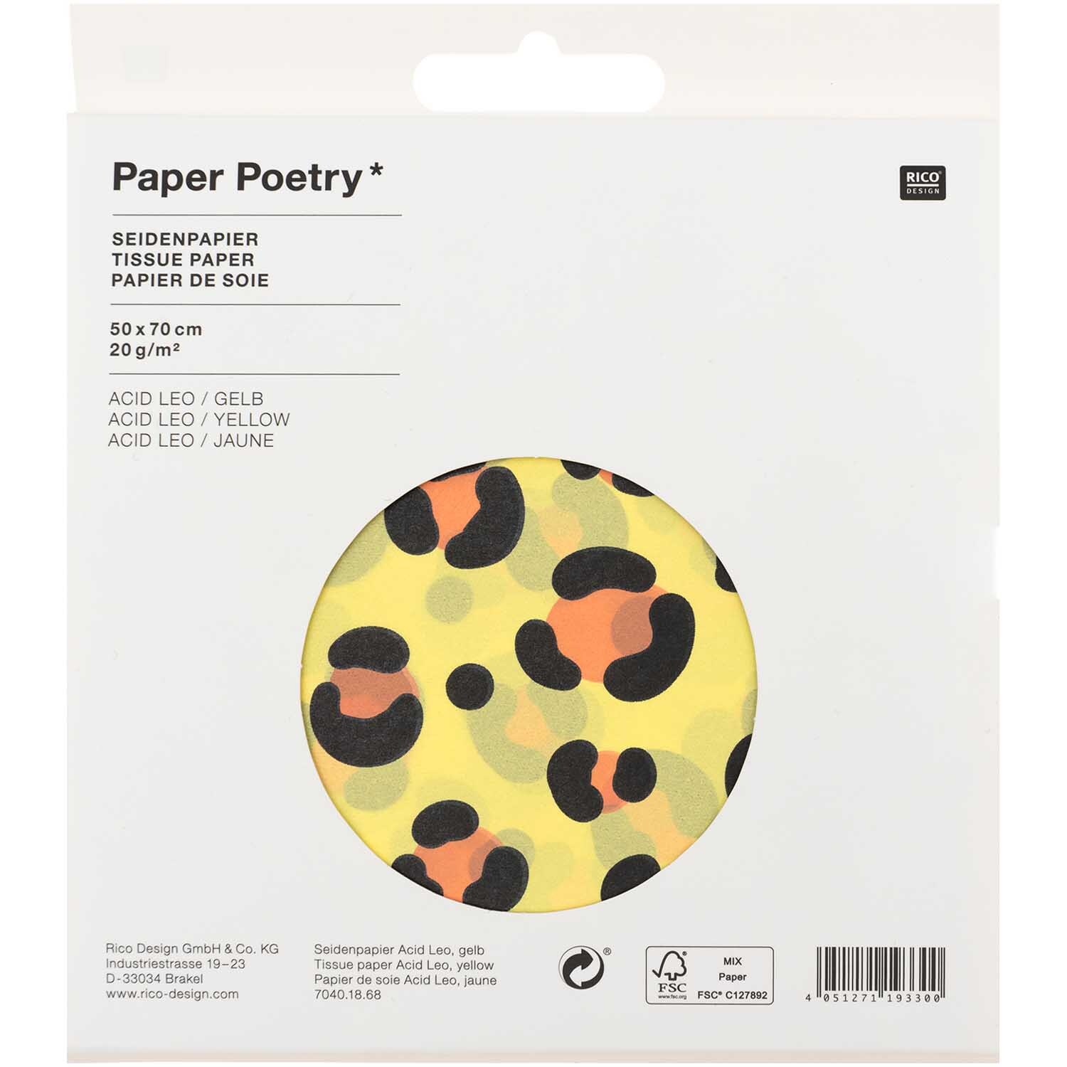 Paper Poetry Seidenpapier Acid Leo 50x70cm 5 Bogen