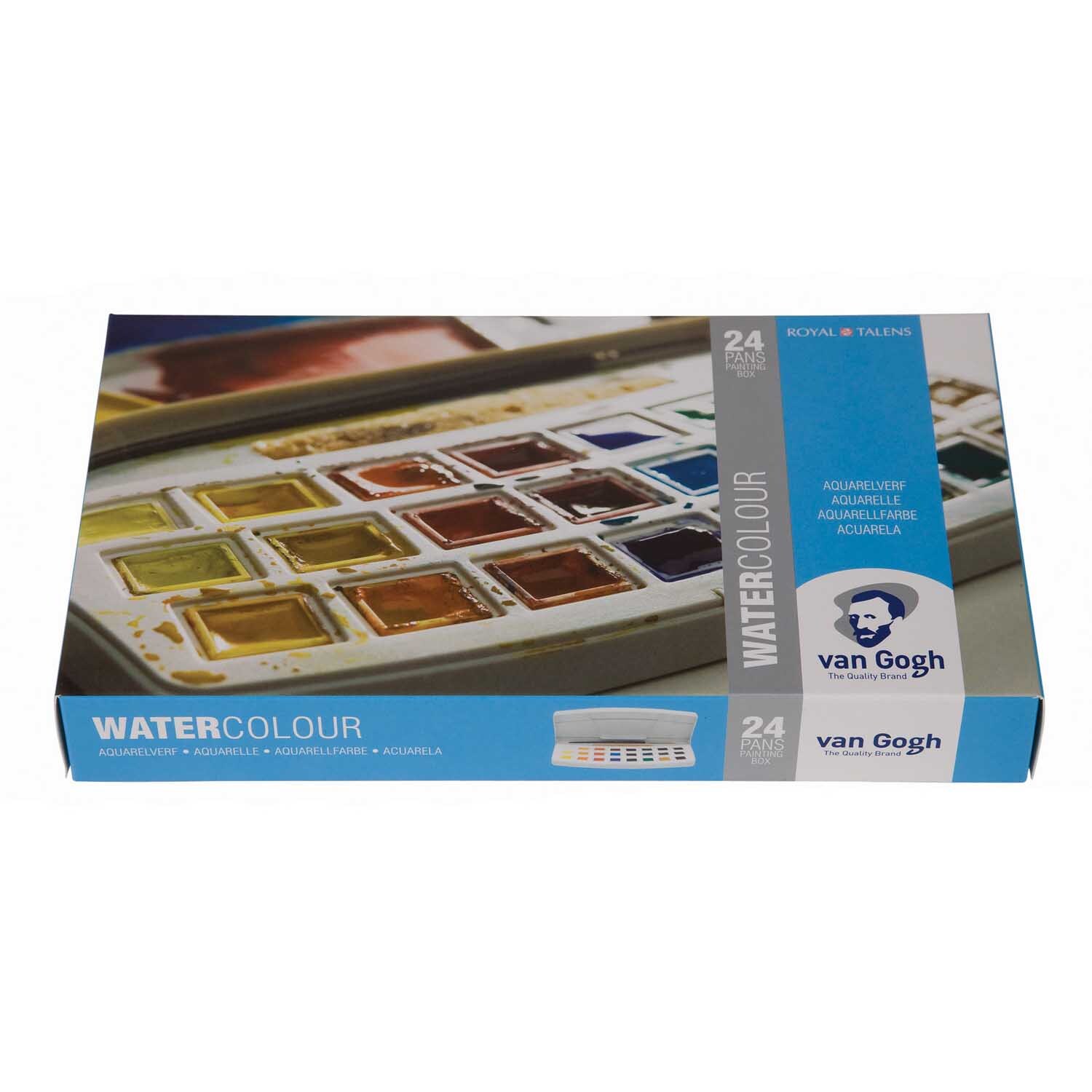 Aquarell Set mit Pinsel und Schwamm 24 Näpfchen