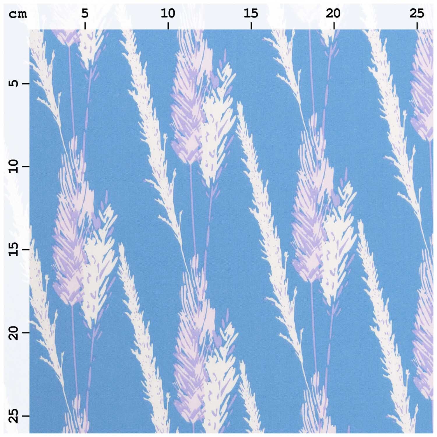 Stoffabschnitt Druckstoff Pampasgras azur 50x140cm