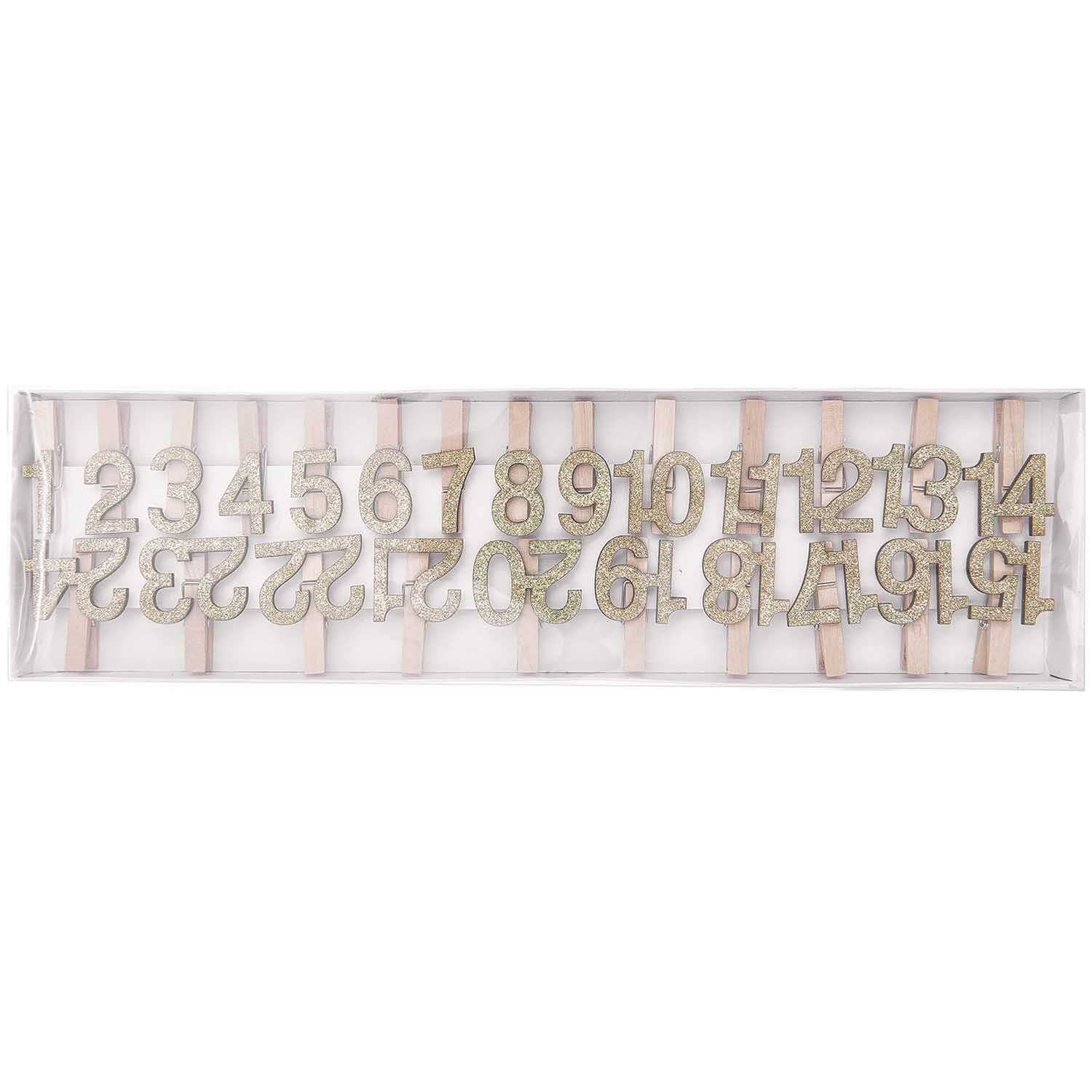 Holzclips Adventskalender Zahlen 1-24 4,5cm