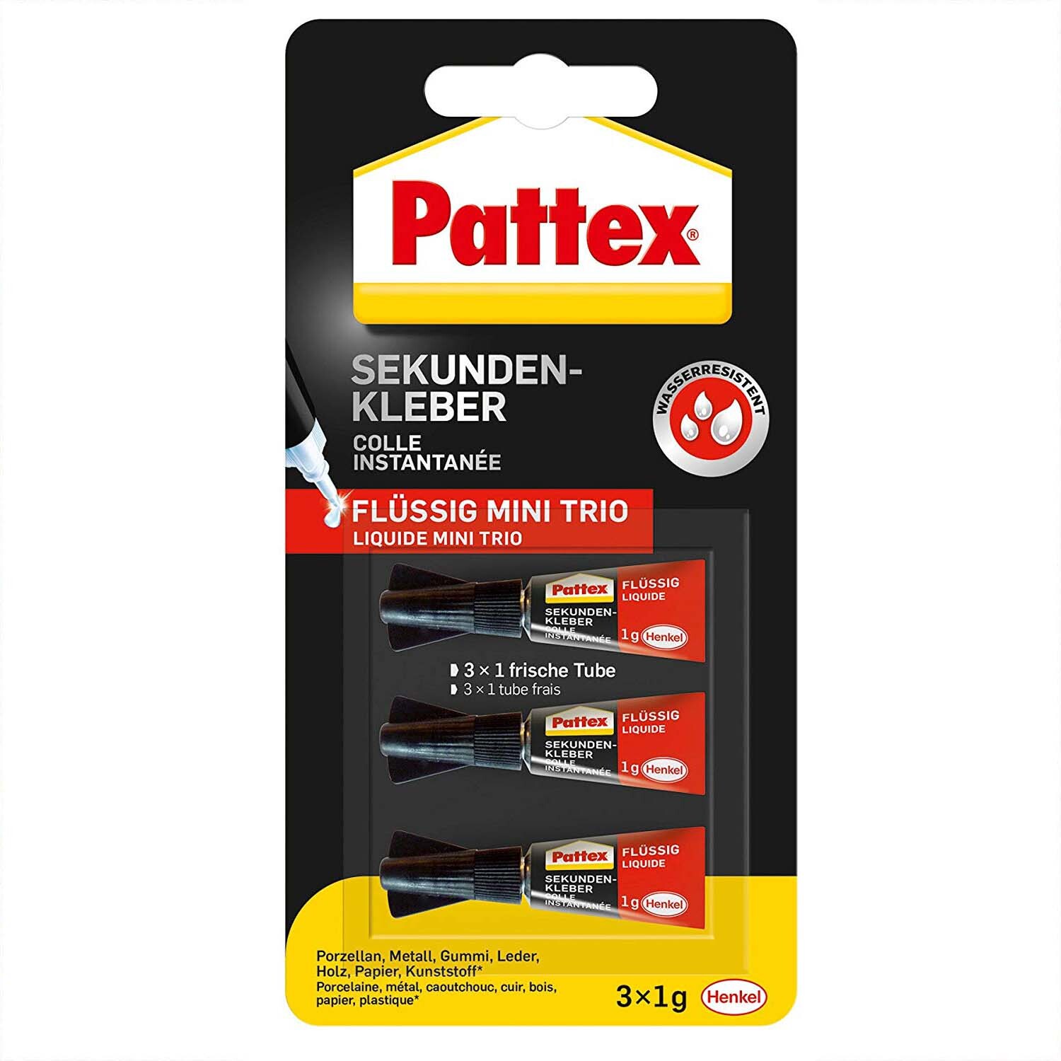 Flüssiger Sekundenkleber Mini Trio 3x1g