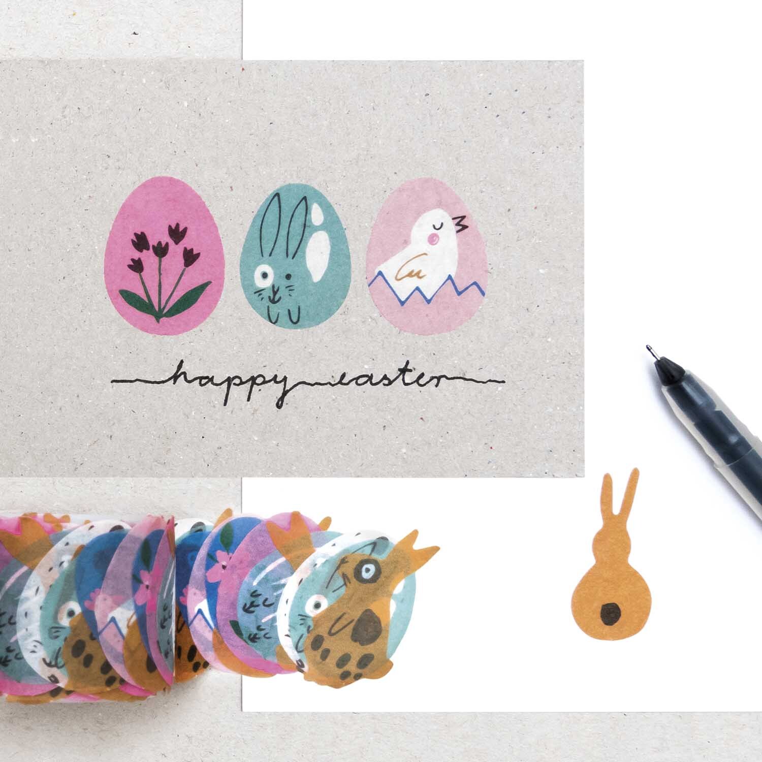 Washi Sticker Hase & Eier 200 Stück