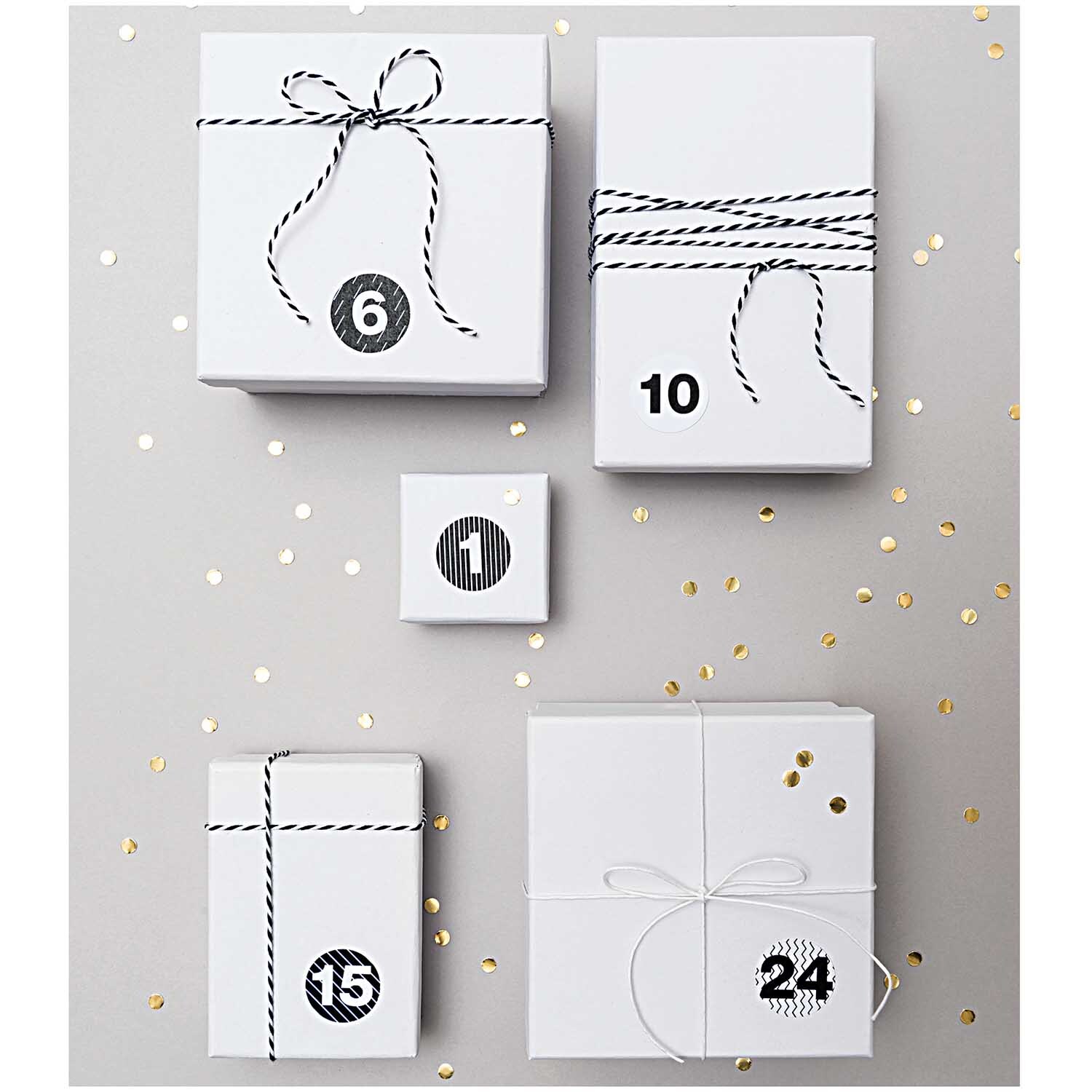 Paper Poetry Adventskalender Sticker schwarz-weiß 24 Stück