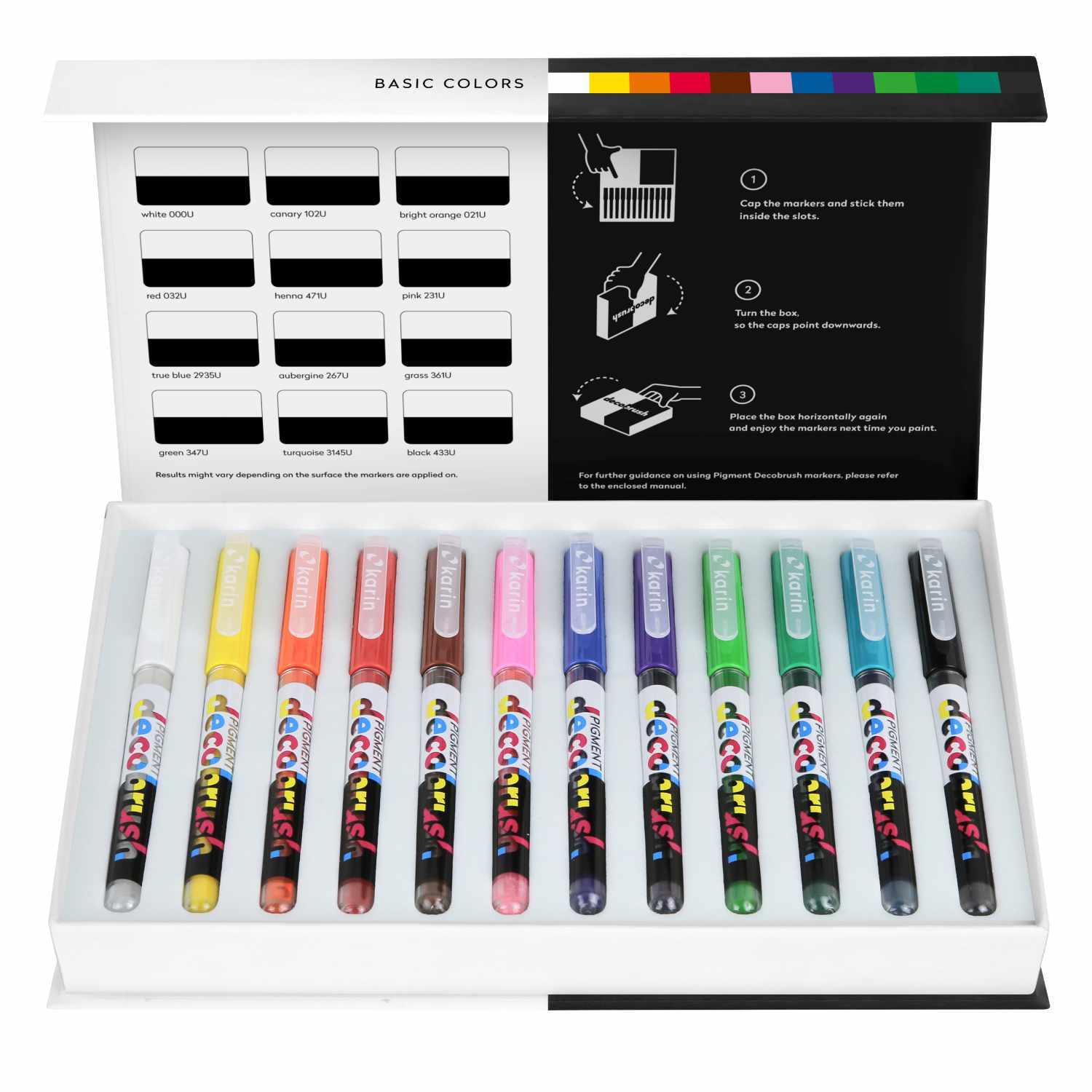 PIGMENT Deco Brush Marker Basic Colors Set 12 Farben