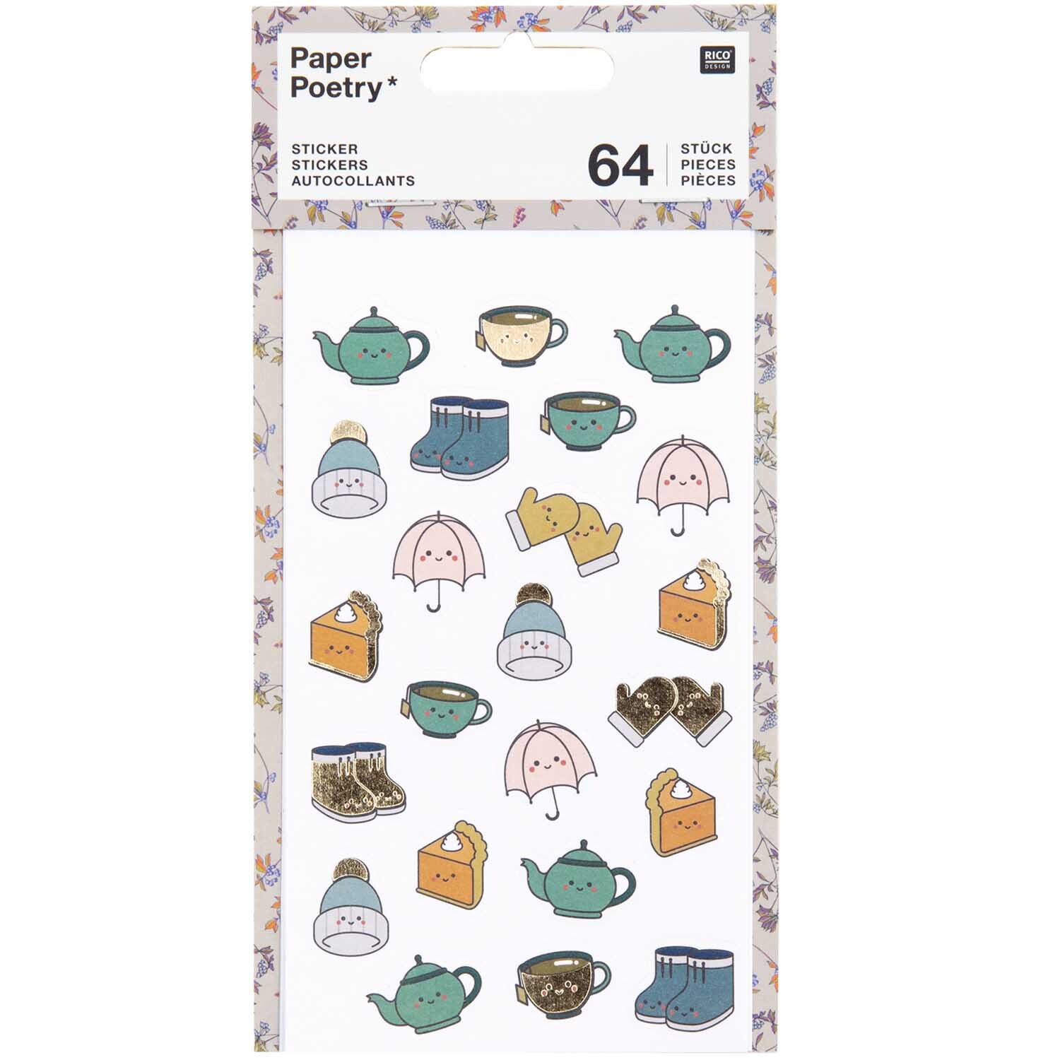 Paper Poetry Sticker Cosy Kawaii 4 Blatt