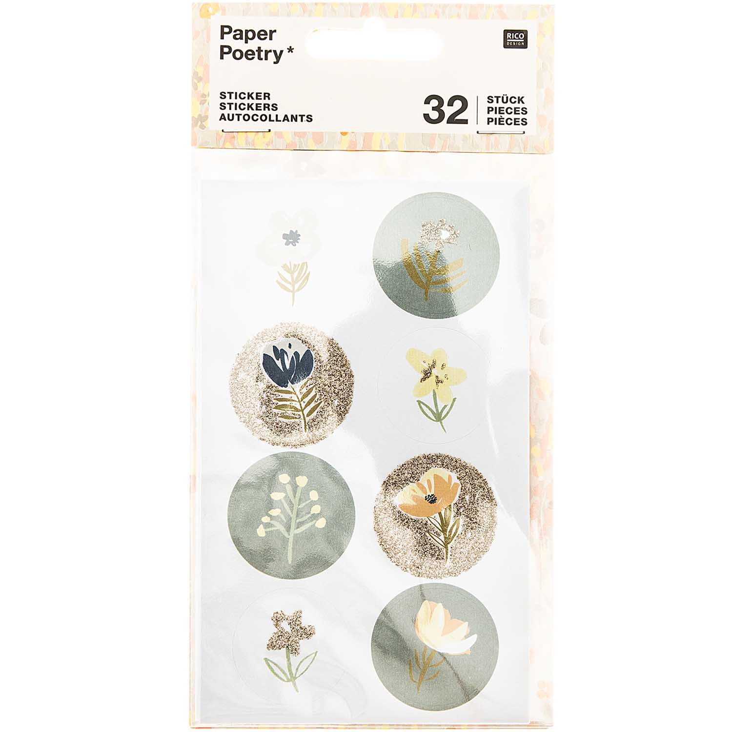 Paper Poetry Sticker Crafted Nature blau 32 Stück