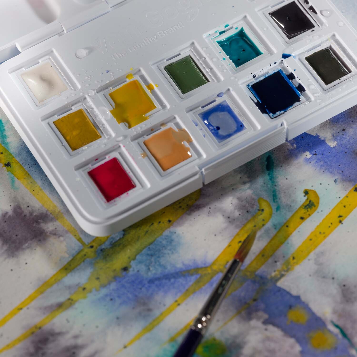 Aquarell Set gedeckte Farben 12 Näpfchen