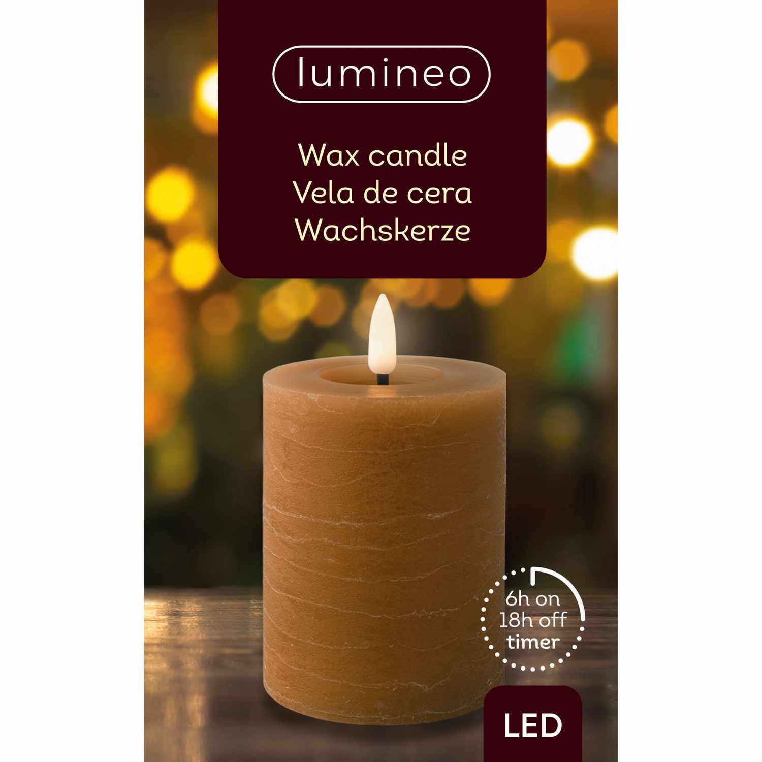 LED-Stumpenkerze marmoriert aus Wachs 11,3cm