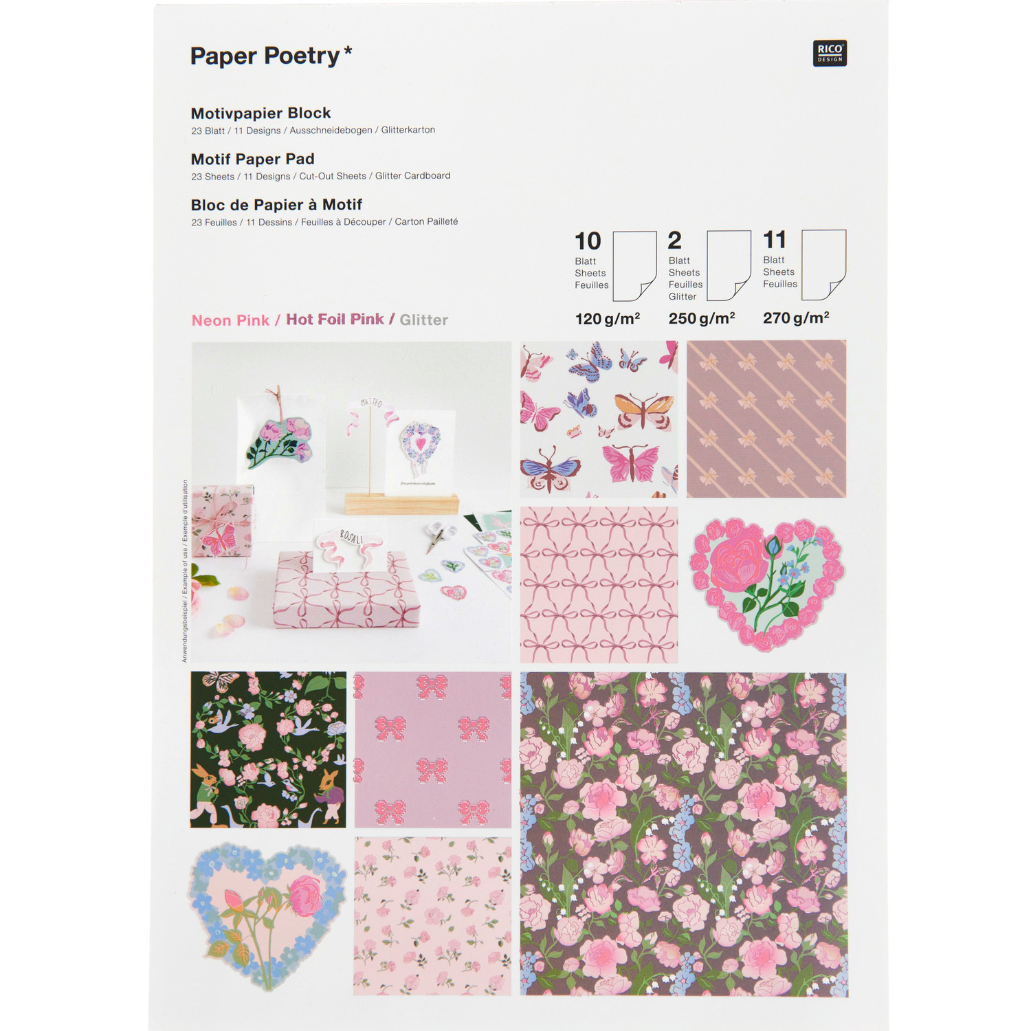 Paper Poetry Motivpapierblock La Vie En Rose 