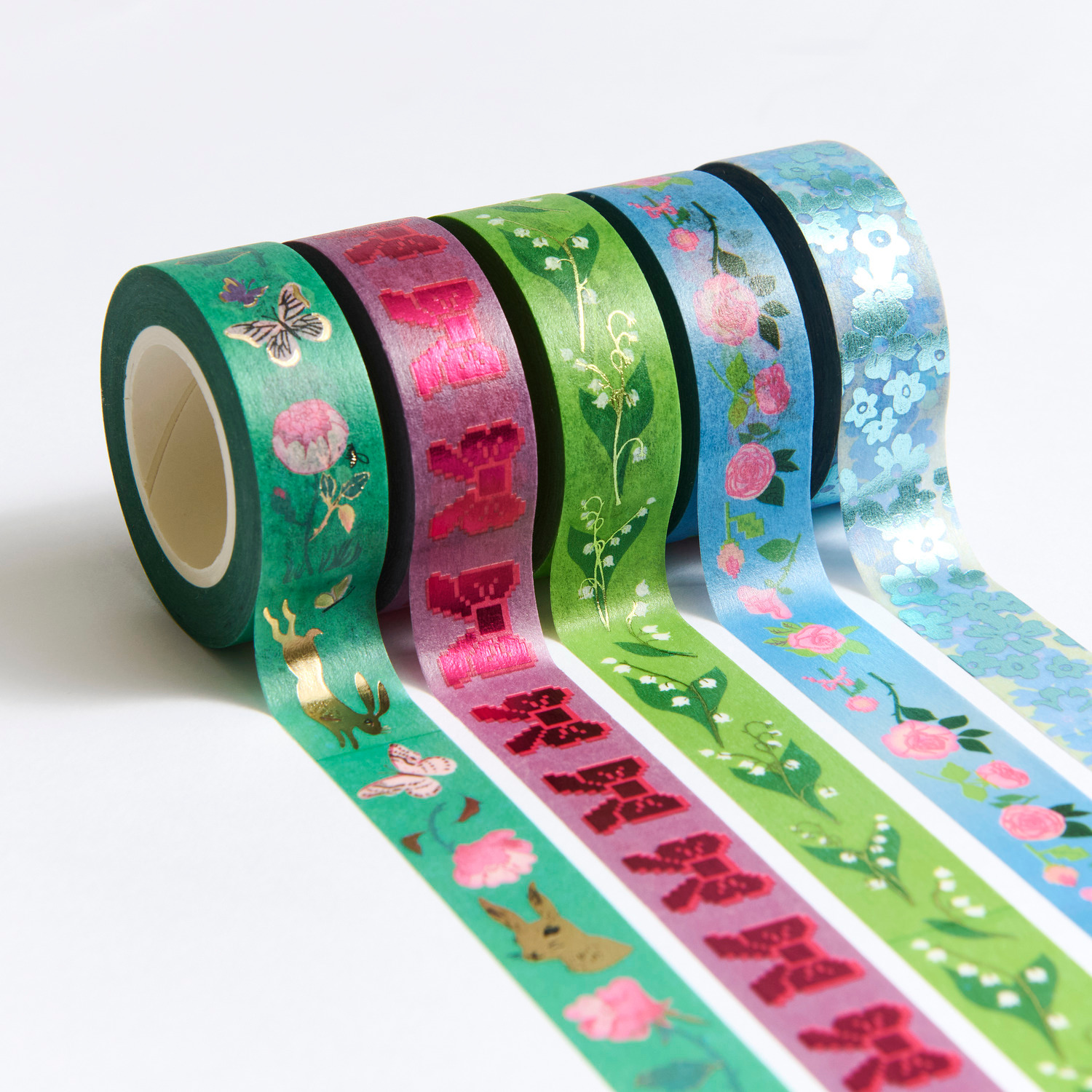 Paper Poetry Tape Set La Vie En Rose Grün / Blau