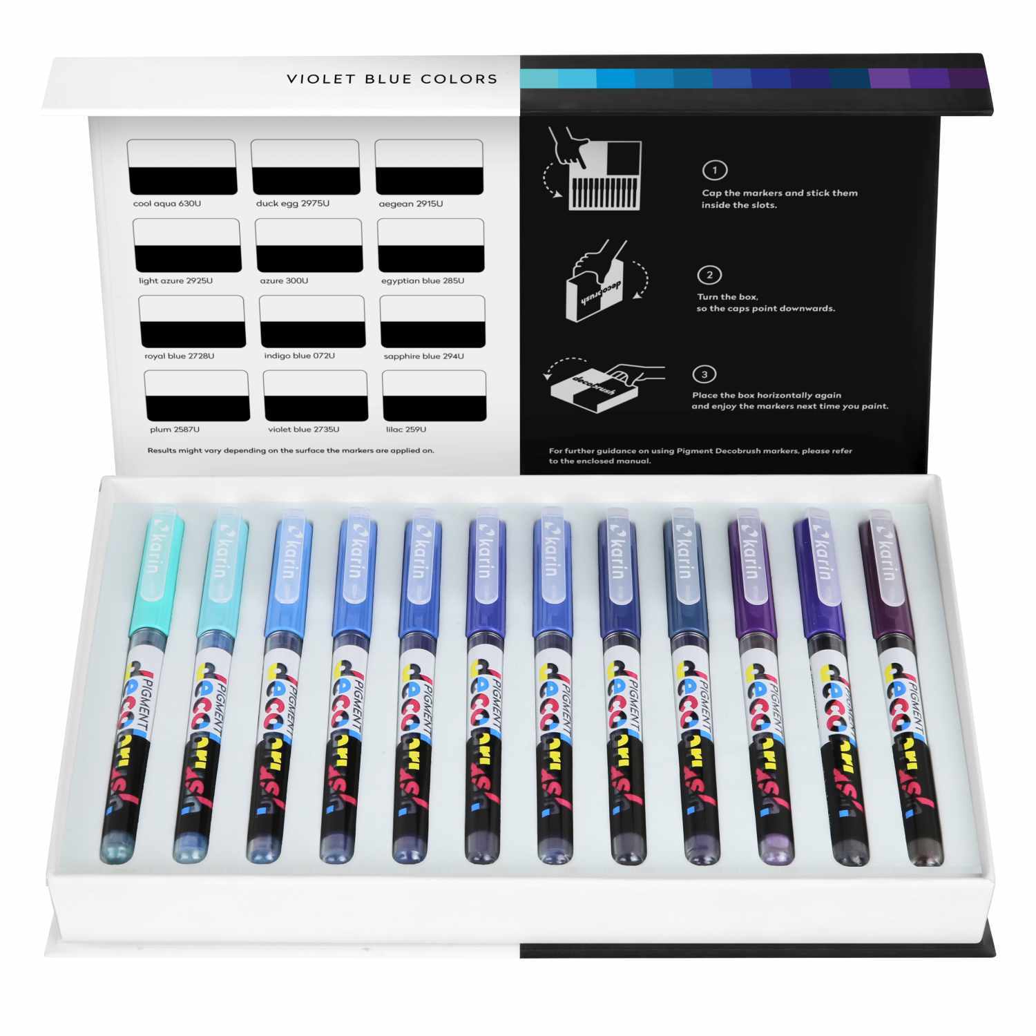 PIGMENT Deco Brush Marker Violet-Blue Colors Set 12 Farben