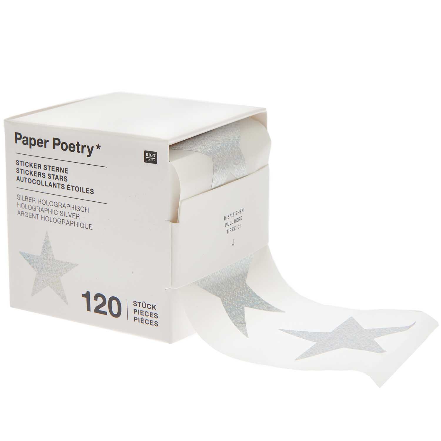 Paper Poetry Sticker Sterne 5cm 120 Stück auf der Rolle Hot Foil