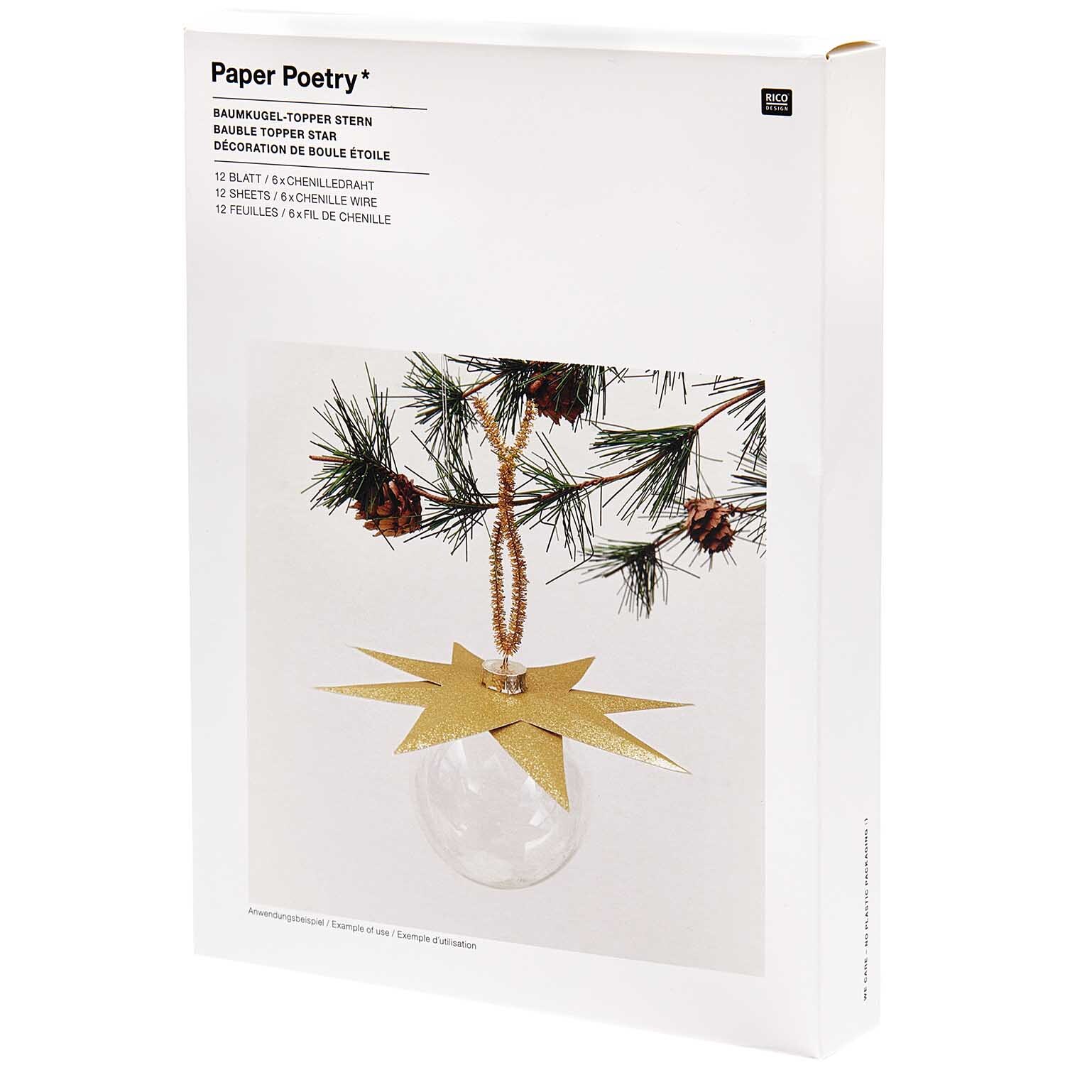 Paper Poetry Christbaumkugel-Topper Stern gold 6 Stück