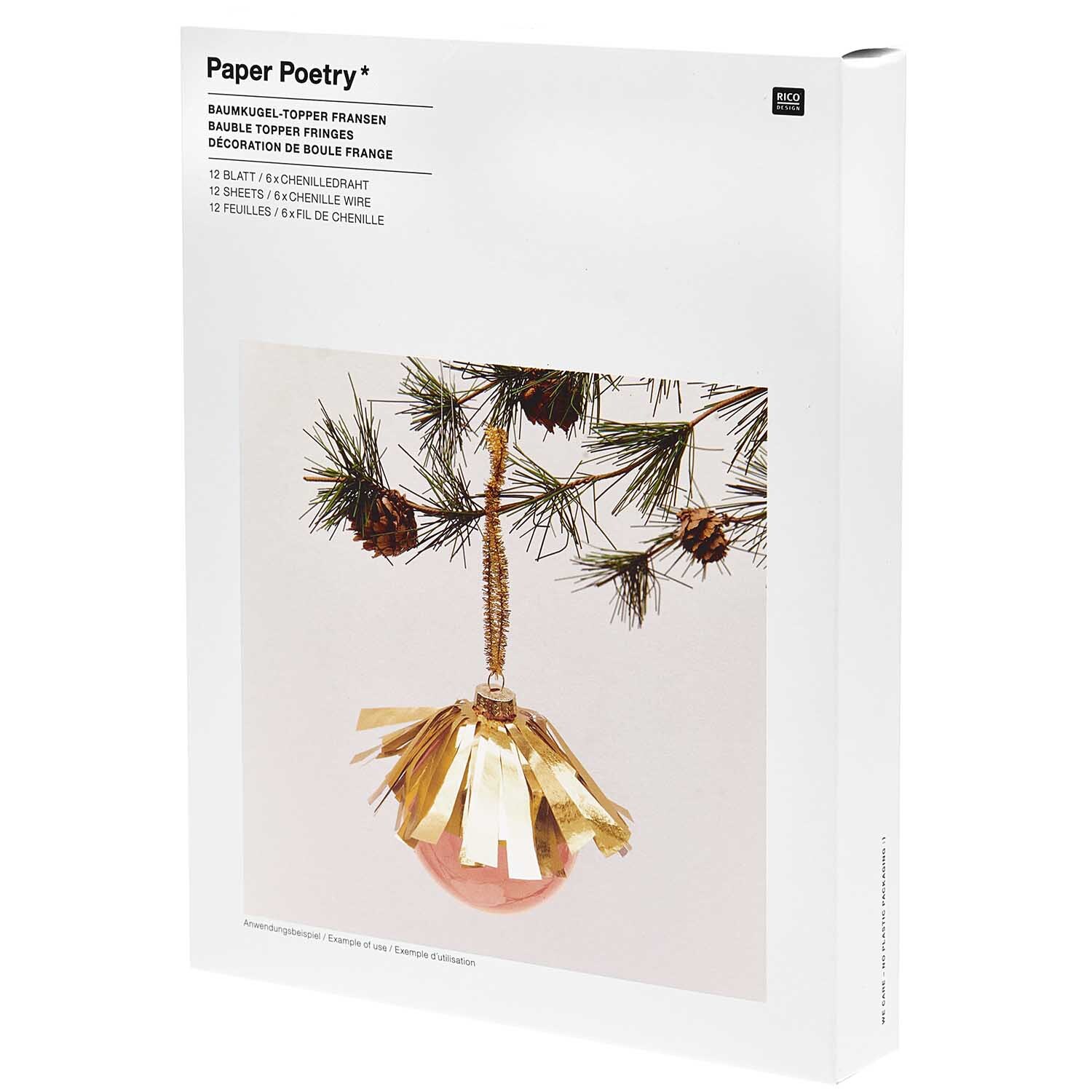 Paper Poetry Christbaumkugel-Topper Fransen gold 6 Stück