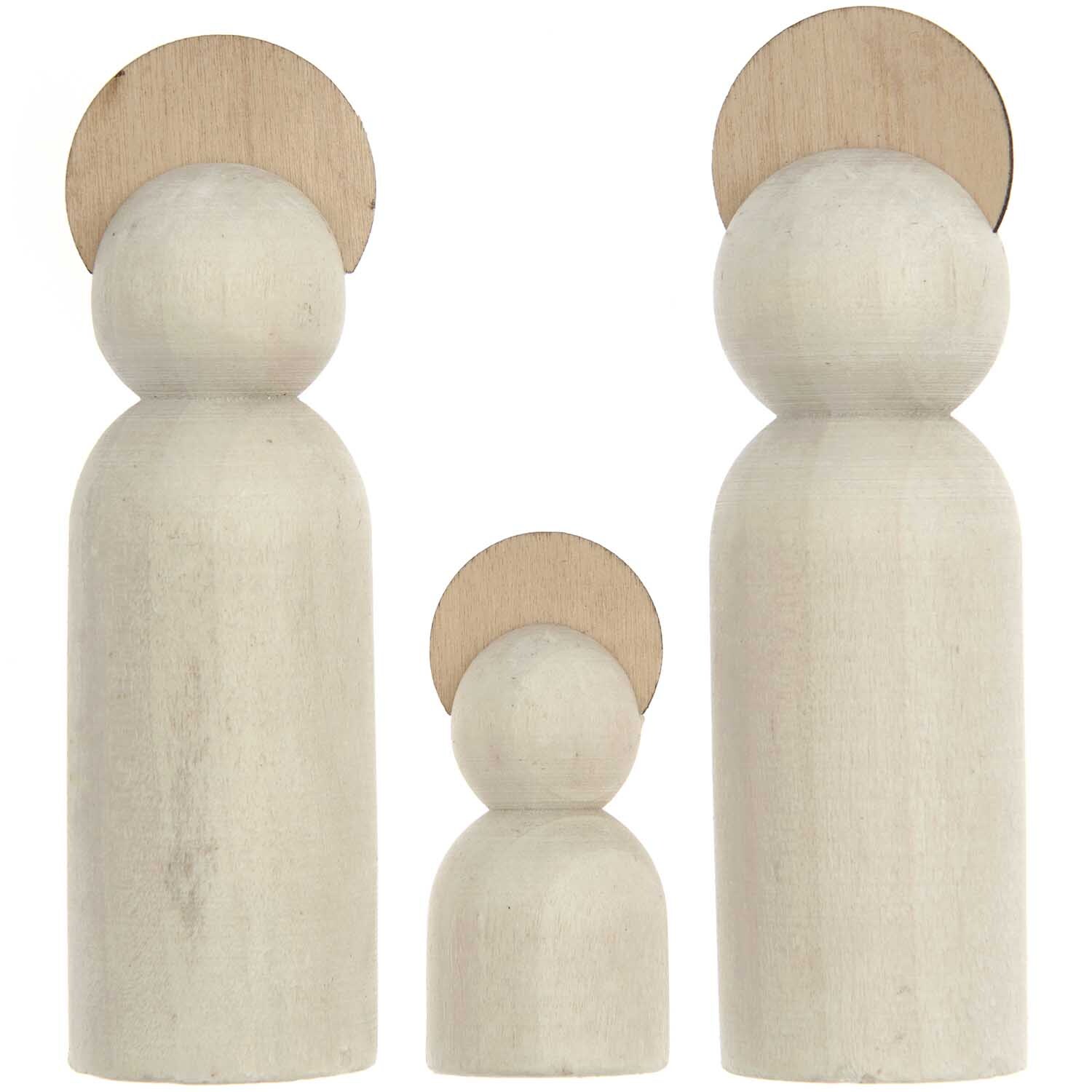 Voll-Holz-Krippen-Figuren 3teilig