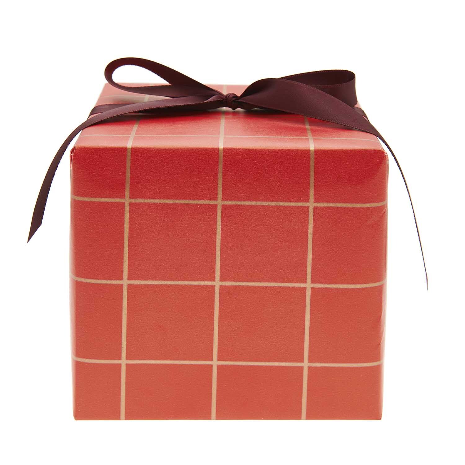 Paper Poetry Geschenkpapier Raster rot-gold 70cm 2m 80g/m²