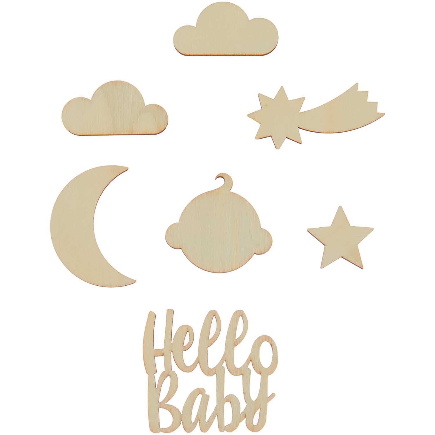 Holzdeko Set Hello Baby 7-teilig