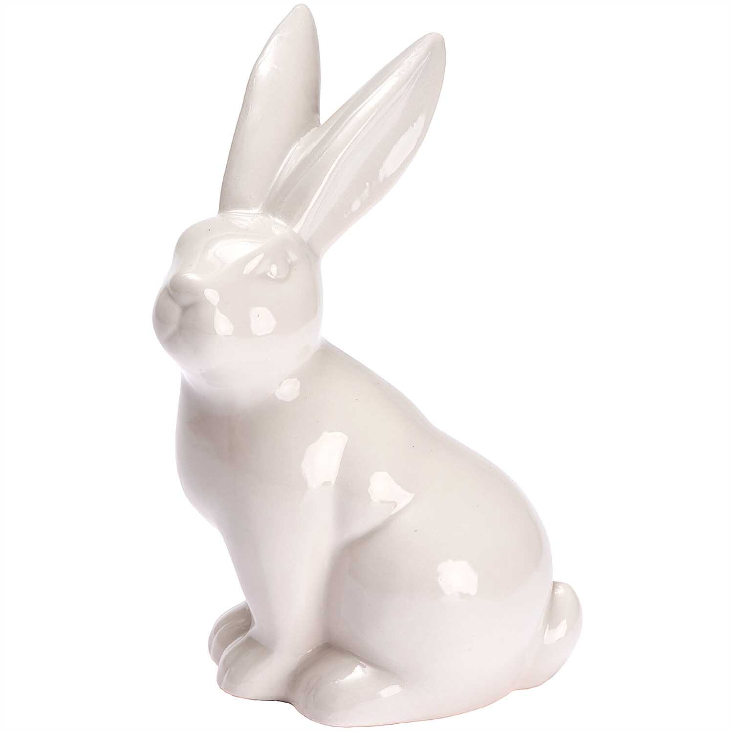 Hase sitzend Porzellan weiß 18,5cm