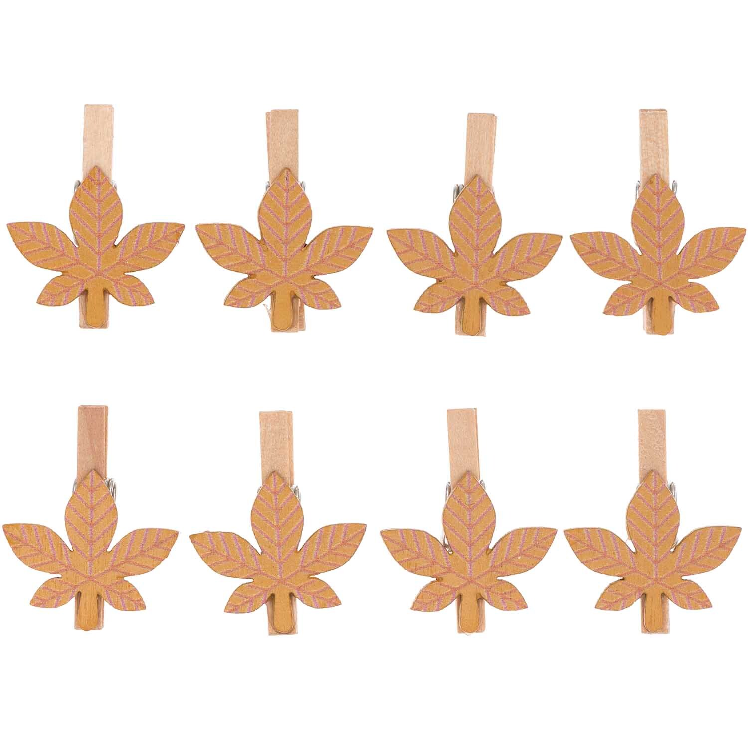 Holzclips Blatt braun 3cm 8 Stück