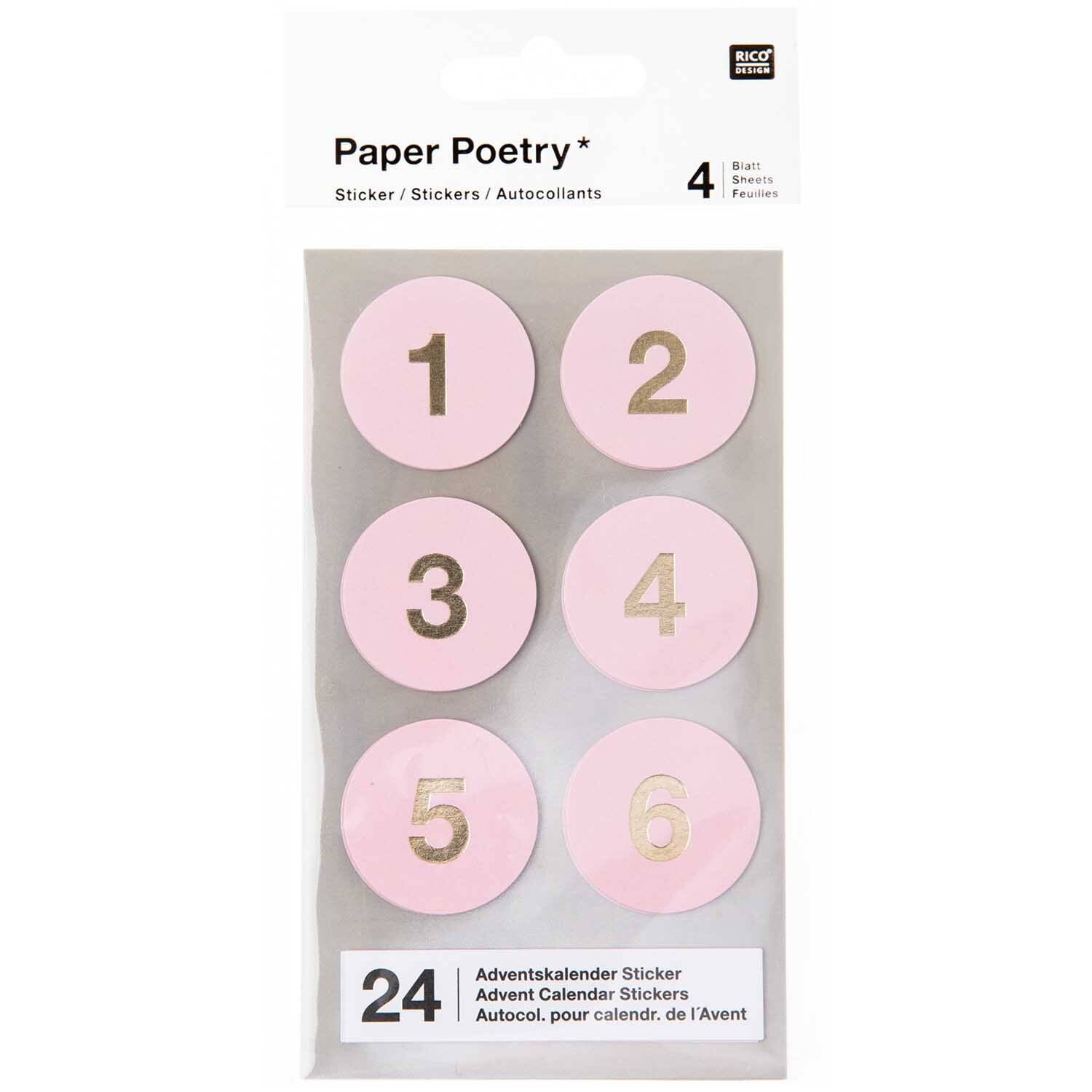 Paper Poetry Adventskalender Sticker Zahlen 1-24