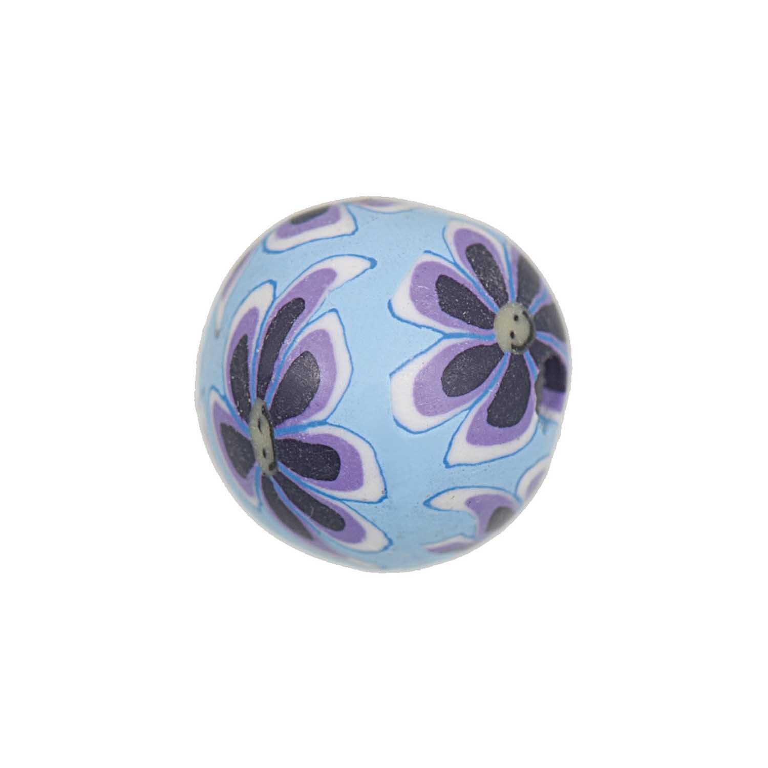 Kugel Blumen blau 12mm 6 Stück