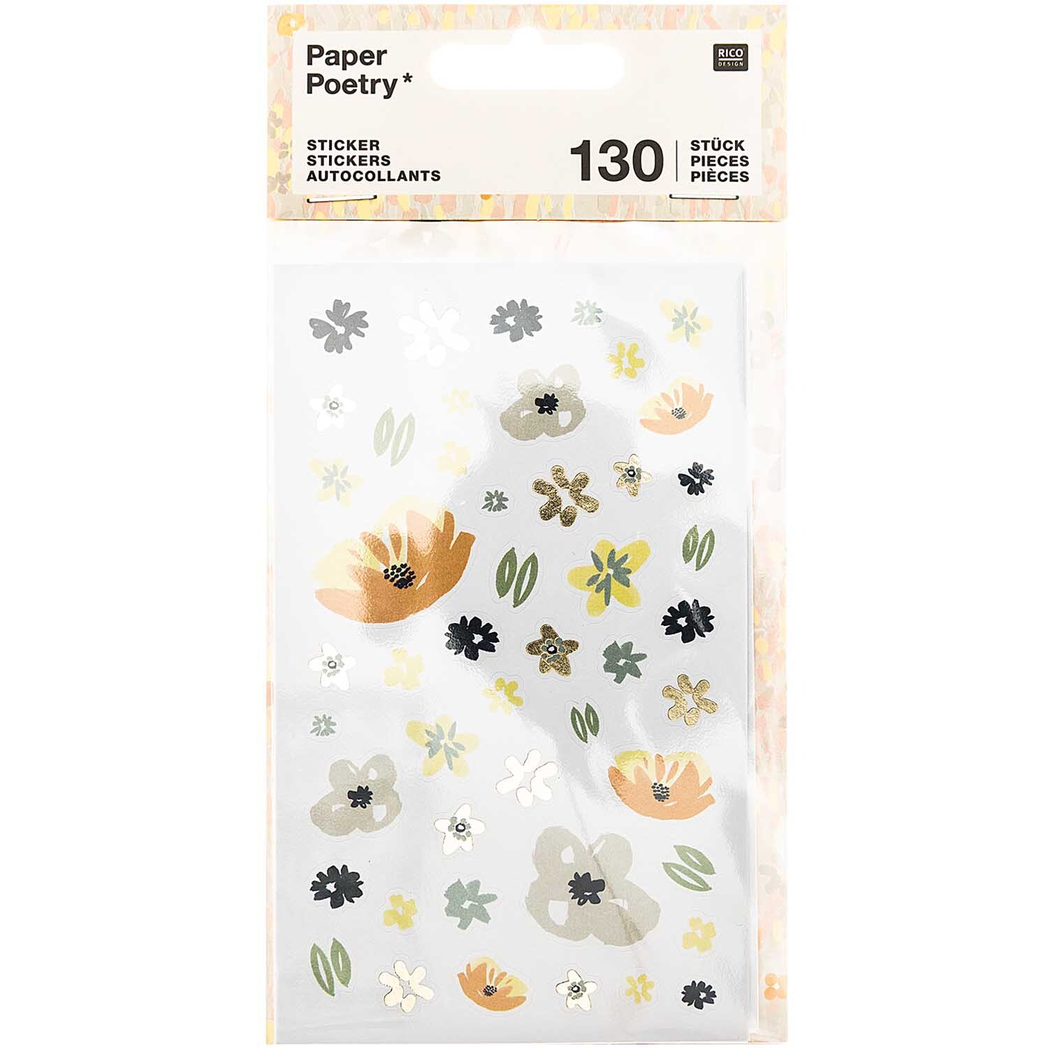 Paper Poetry Sticker Crafted Nature Blume blau 130 Stück