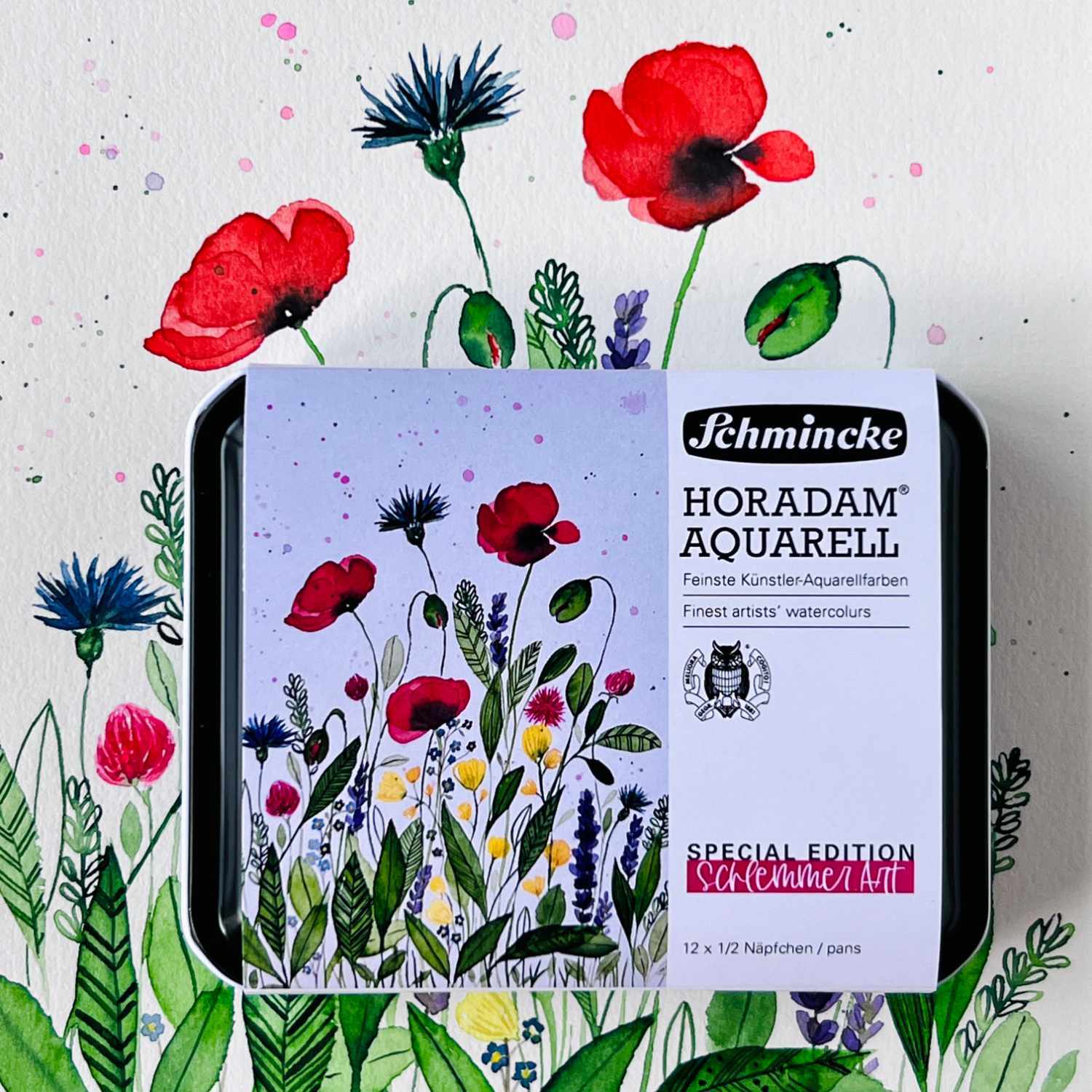 Schmincke Horadam Aquarellkasten 12x halbe Näpfchen