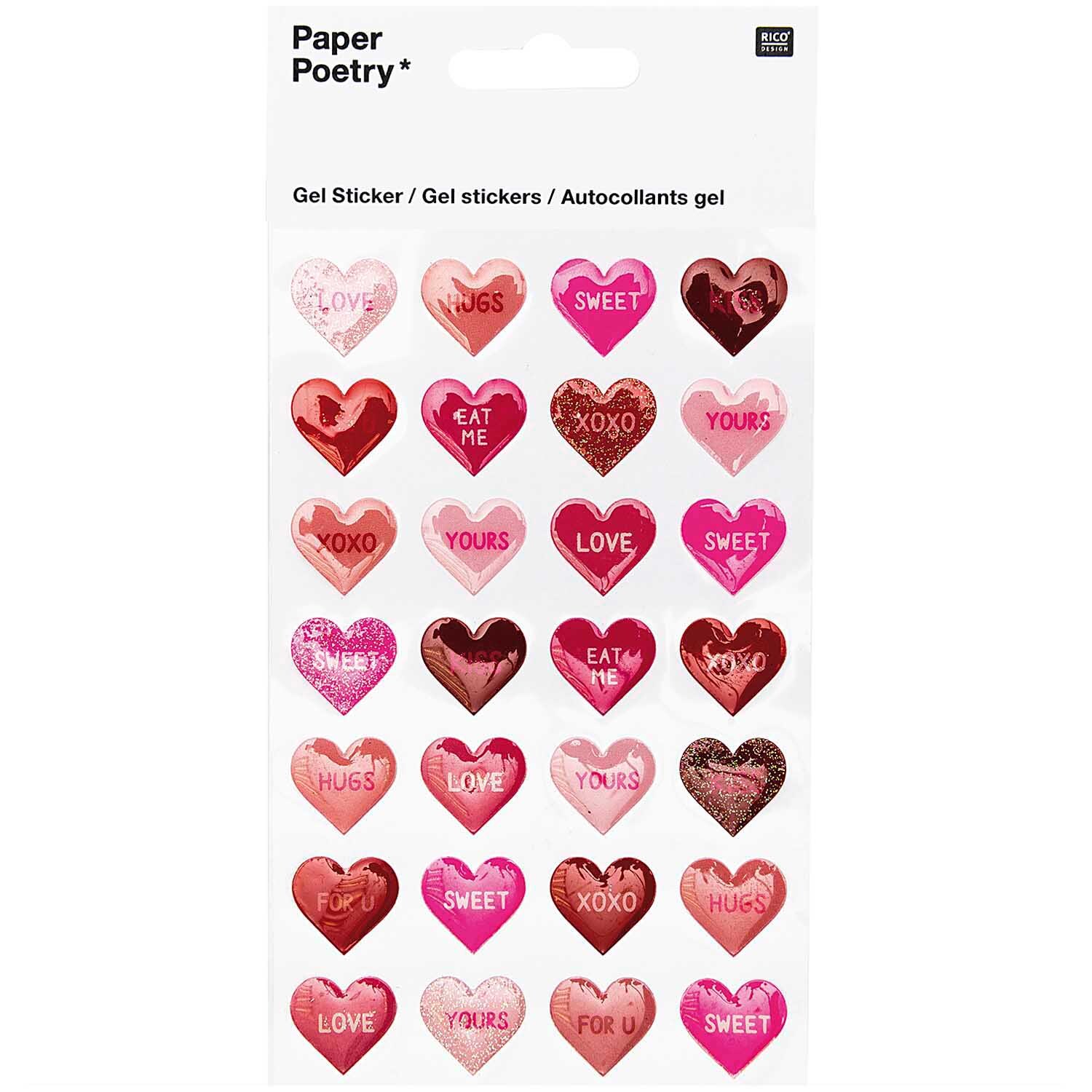 Paper Poetry Gelsticker Herzen Love & Kiss