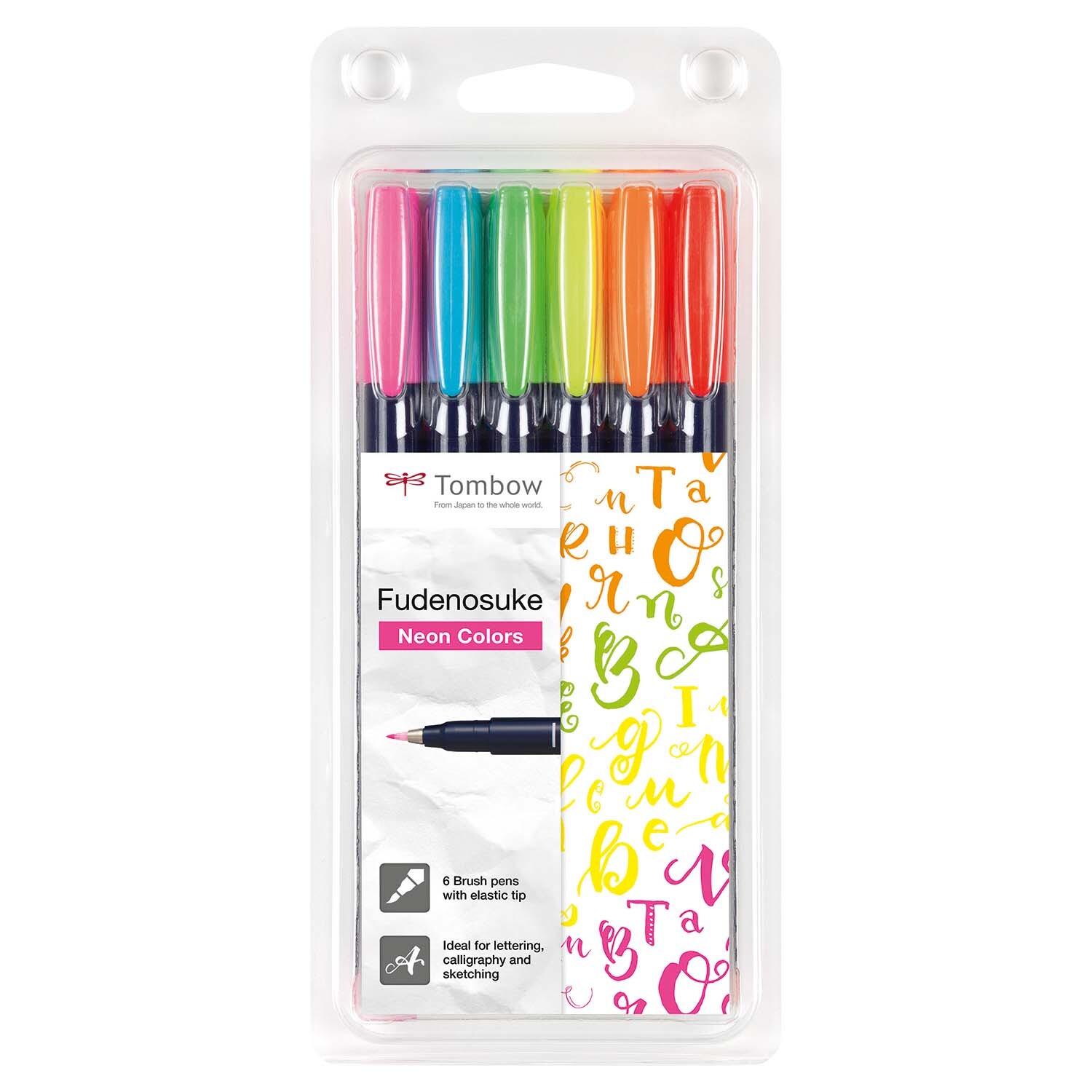 Fudenosuke Brush Pens neon 6teilig