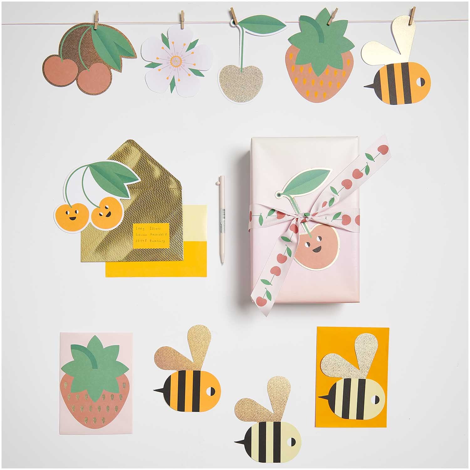 Paper Poetry Kartenset Just Bees + Fruits + Flowers 28teilig