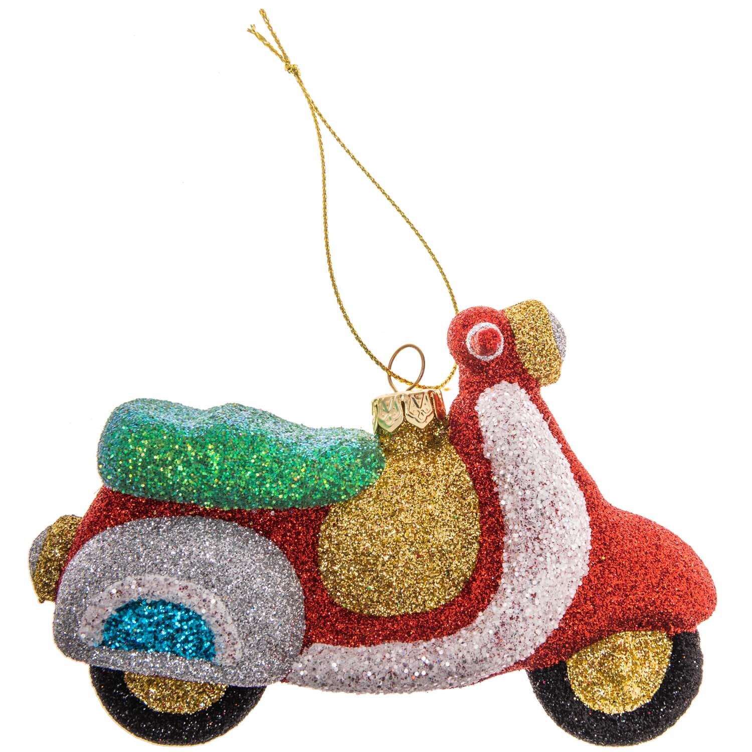 Baumschmuck Motorroller rot-glitter 13,5cm