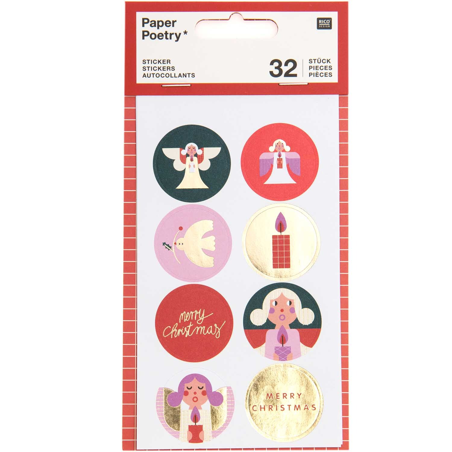 Paper Poetry Sticker Weihnachten Kreise 4 Blatt