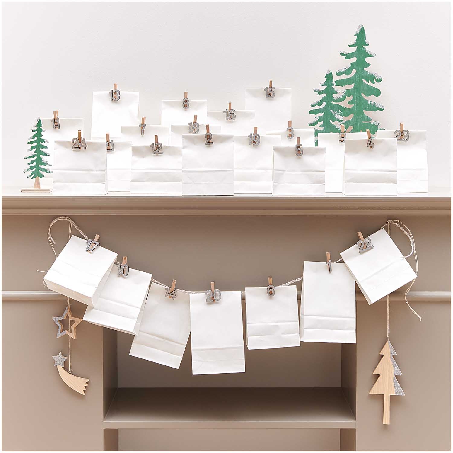 Holzclips Adventskalender Zahlen 1-24 4,5cm