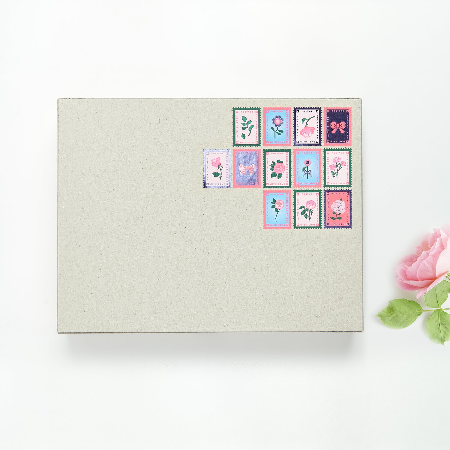 Paper Poetry Mini-Sticker La Vie en Rose Briefmarken