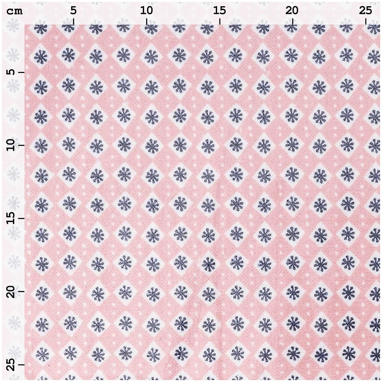 Druckstoff Rautenmuster blassrosa 25x70cm beschichtet