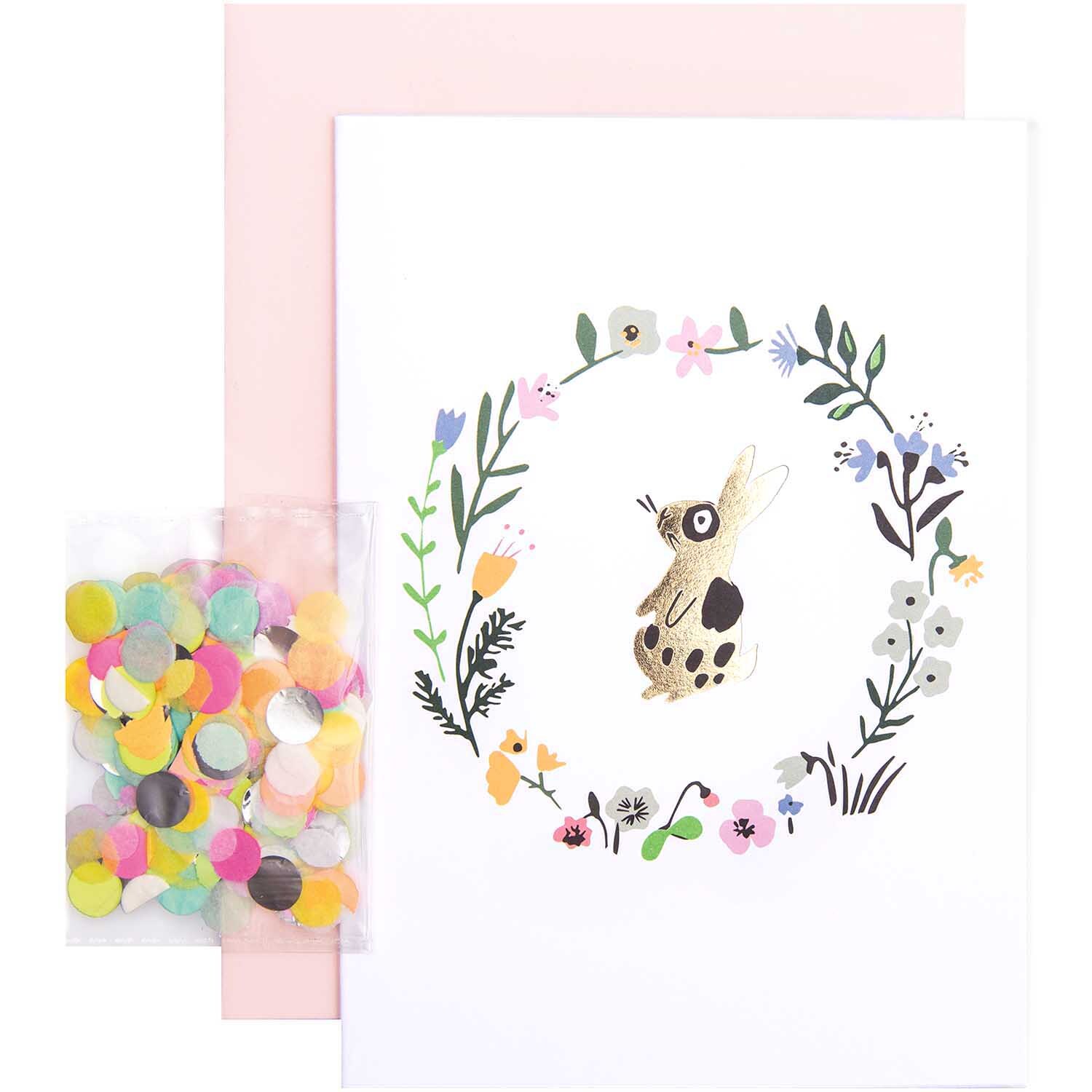 Paper Poetry Grußkartenset Bunny Hop Blumenkranz mit Hase