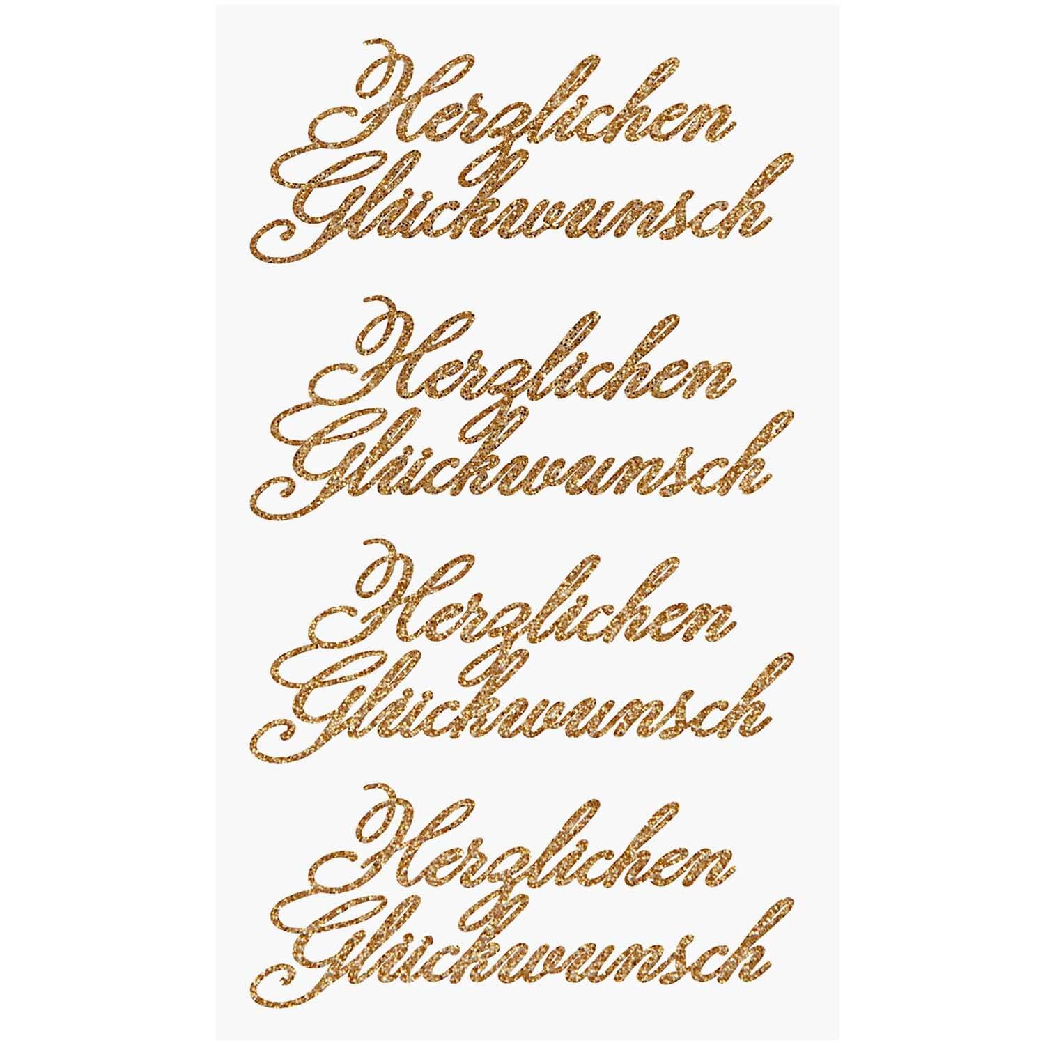 Paper Poetry Glittersticker Herzlichen Glückwunsch gold