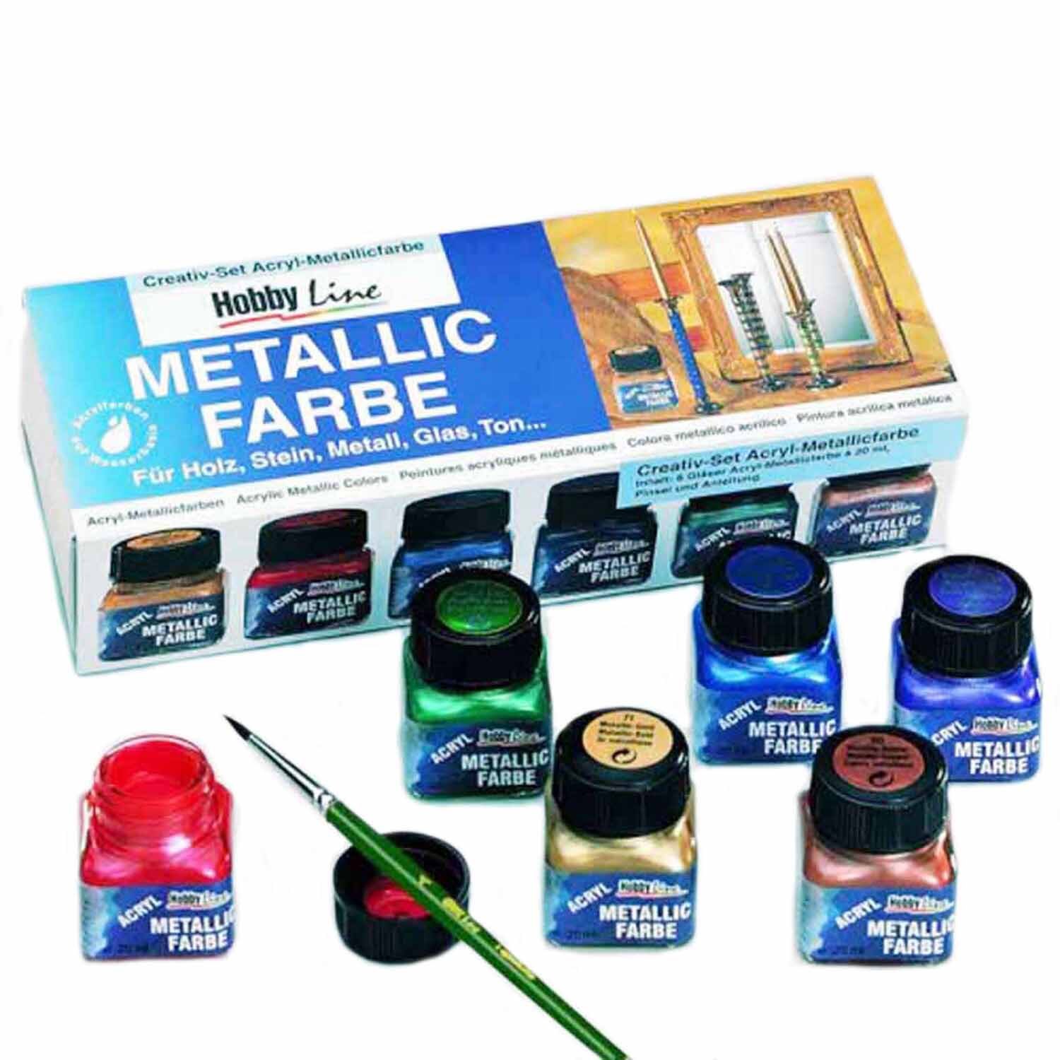 Hobby Line Creativ Set Acryl Metallicfarbe 6x20ml