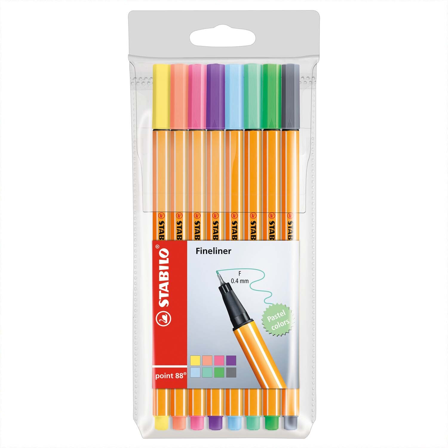 Point 88 Fineliner Pastell im Etui 8 Farben