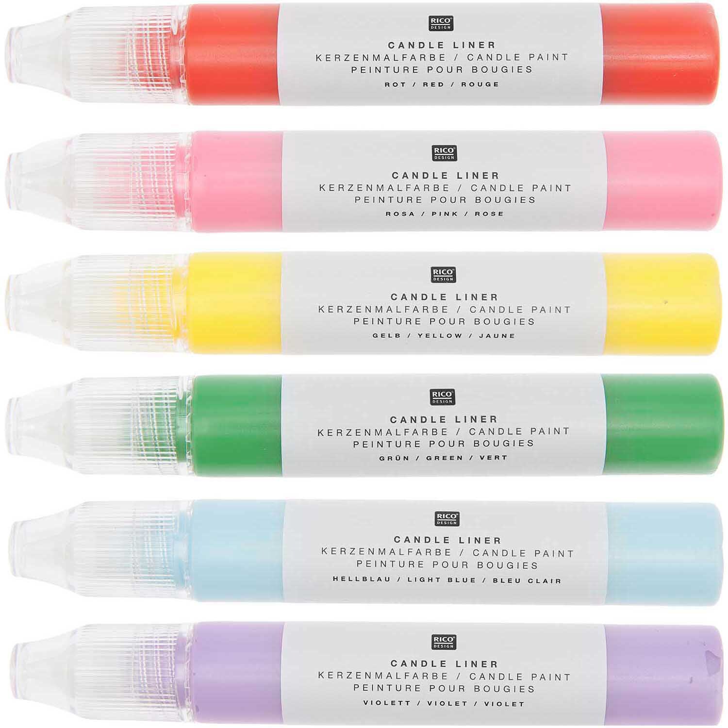 Candle Liner Kerzenmalfarbe Set Regenbogen 6 Stück à 30ml