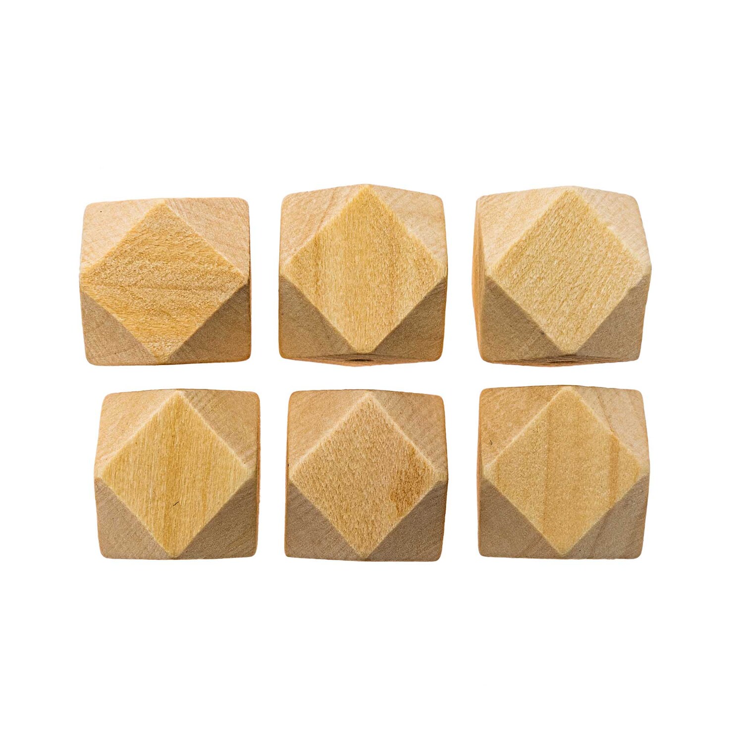 Holzperlen Diamant 2x2x2cm 6 Stück