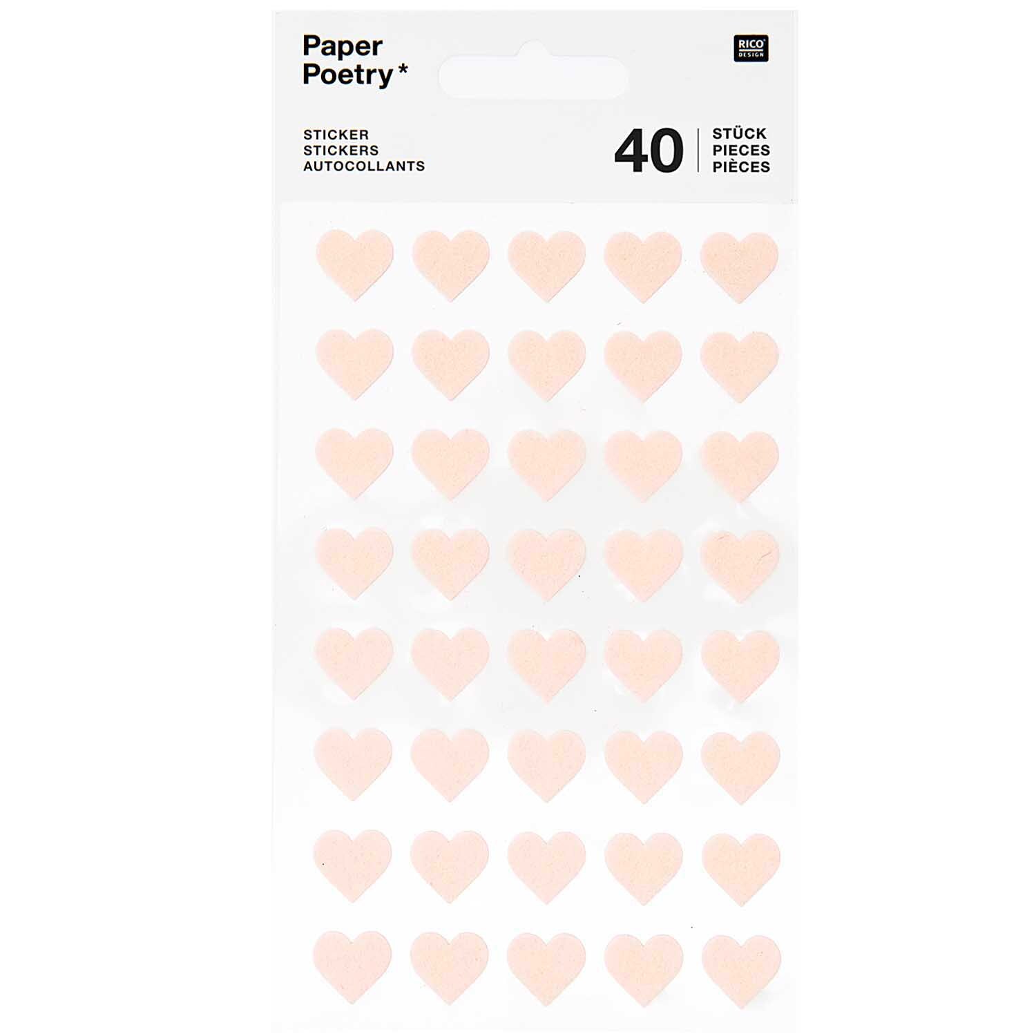 Paper Poetry Filzsticker Herzen klein 1 Blatt