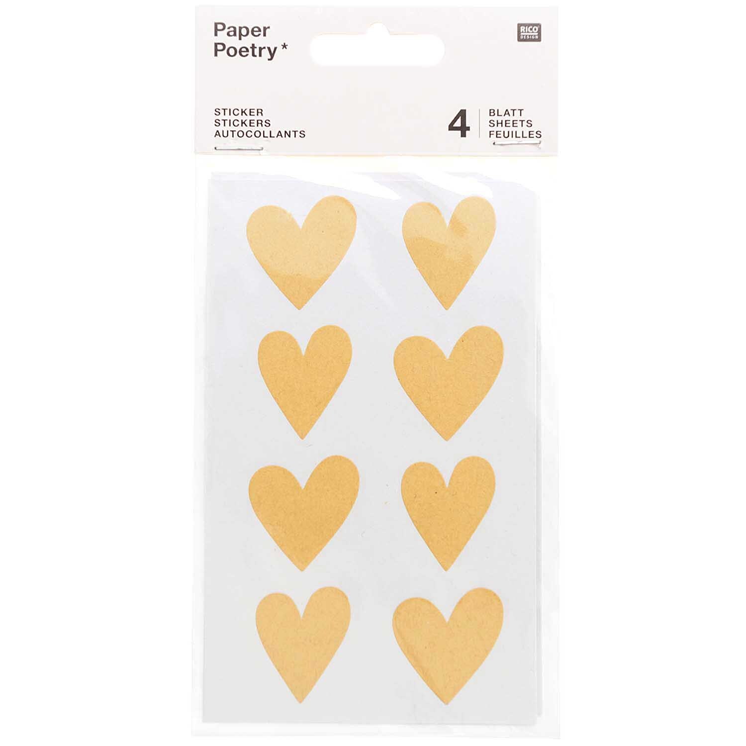 Paper Poetry Sticker Herzen 4 Blatt