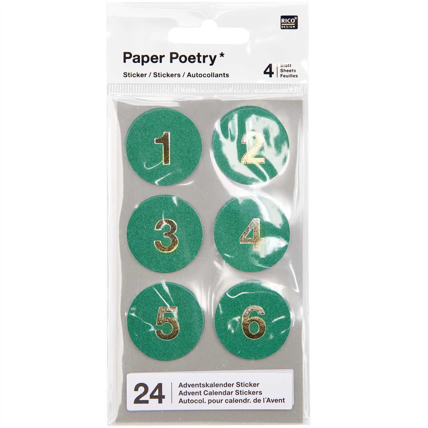 Paper Poetry Adventskalender Sticker Zahlen 1-24