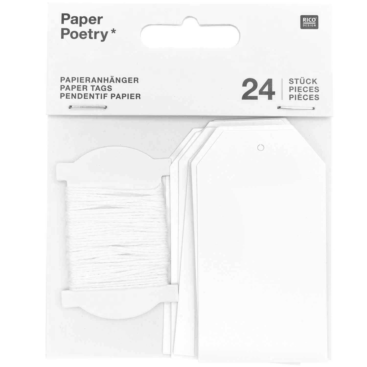 Paper Poetry Papieranhänger weiß 24 Stück