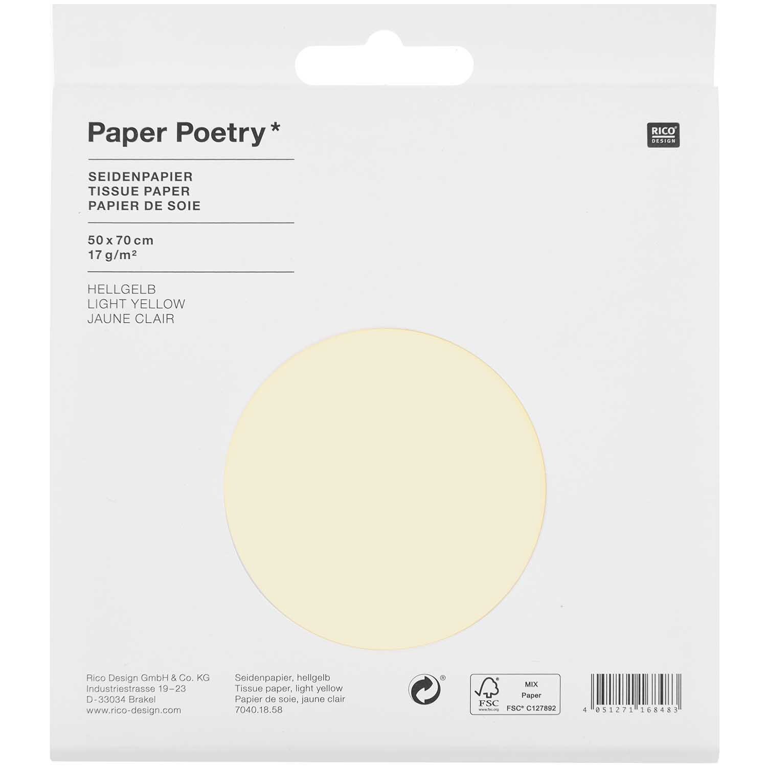 Paper Poetry Seidenpapier 50x70cm 17g/m² 5 Bogen