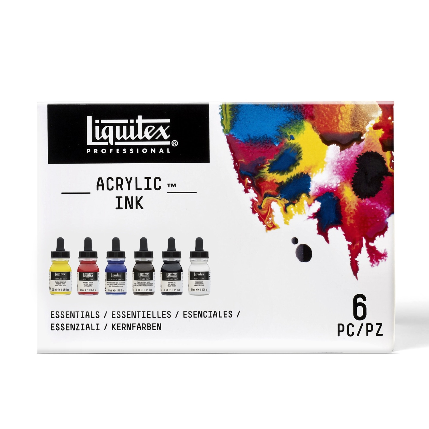  Ink flüssige Acrylfarbe Set Basics 6x30ml