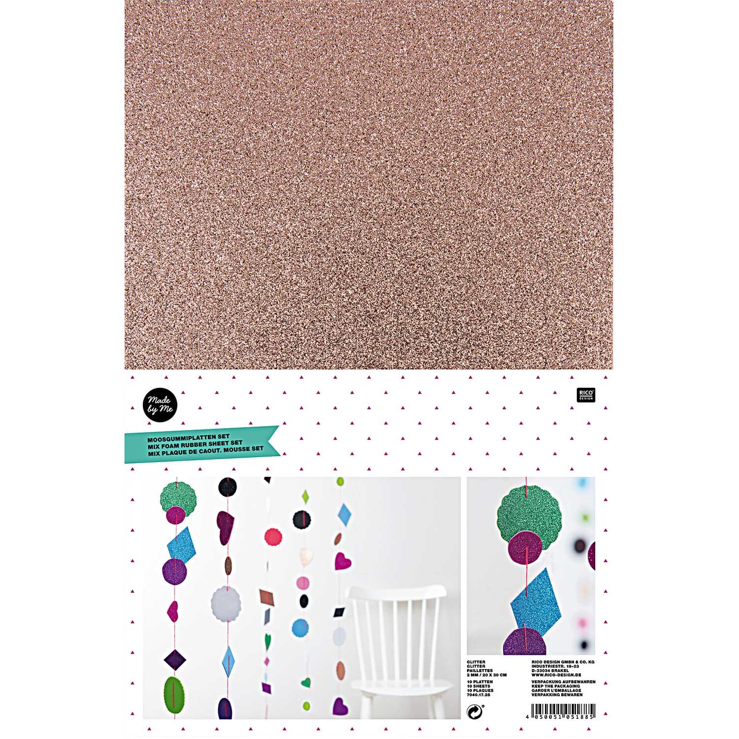 Moosgummi Mix Glitter 2mm 20x30cm 10 Platten