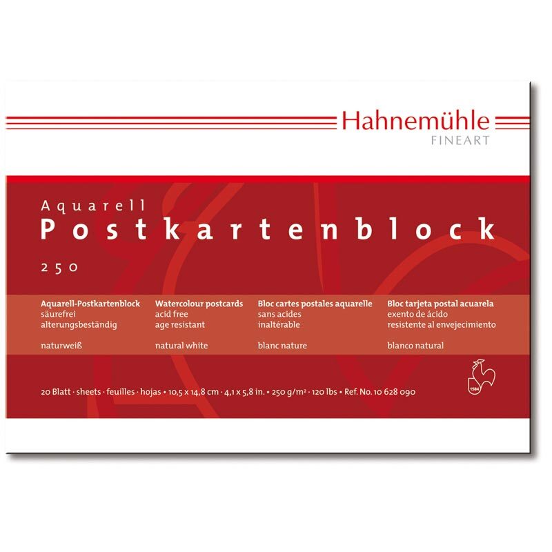 Aquarell Postkartenblock rau A6 250g/m² 20 Blatt