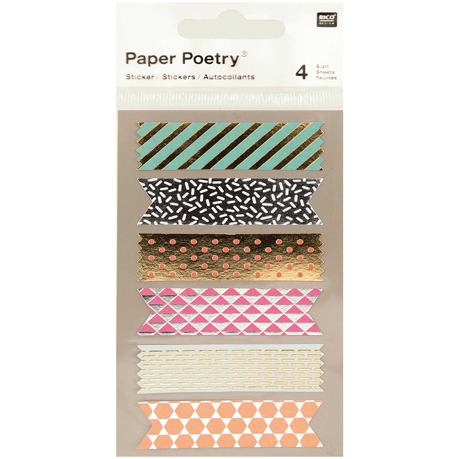 Paper Poetry Sticker Tapes metallic 4 Bogen